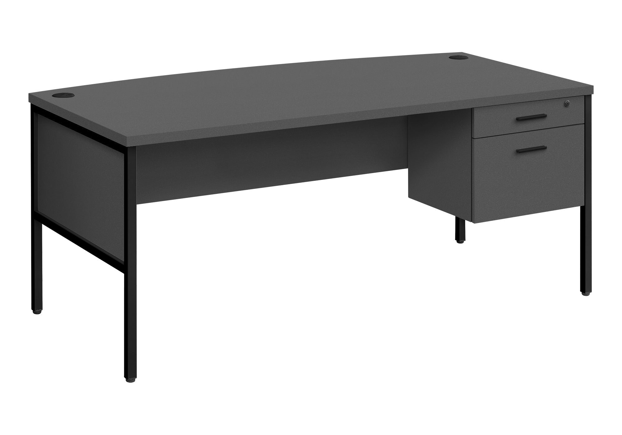 MN-F137730    Computer Desk, 72"L, Home Office, Work, Laptop, Commercial Grade, File Storage Drawer, Grey Laminate, Black Metal, Contemporary, Modern