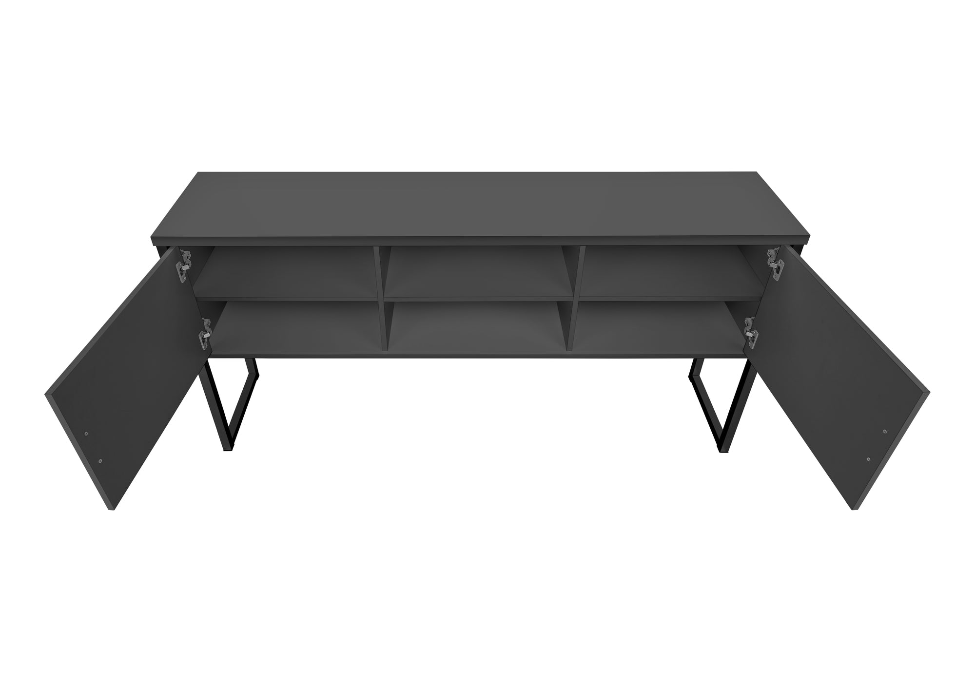 MN-Z217733    Office Hutch, 72"L, Work, Storage Doors, Home Office, Commercial Grade, Grey Laminate, Black Metal, Contemporary, Modern