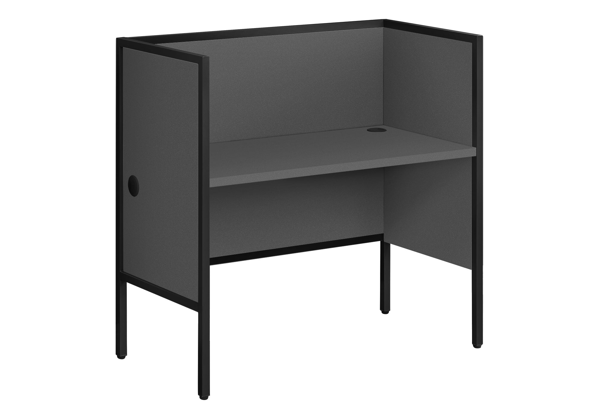 MN-R177734    Office Cubicle, 48"L, Desk, Work, Commercial Grade, Grey Laminate, Black Metal, Contemporary, Modern