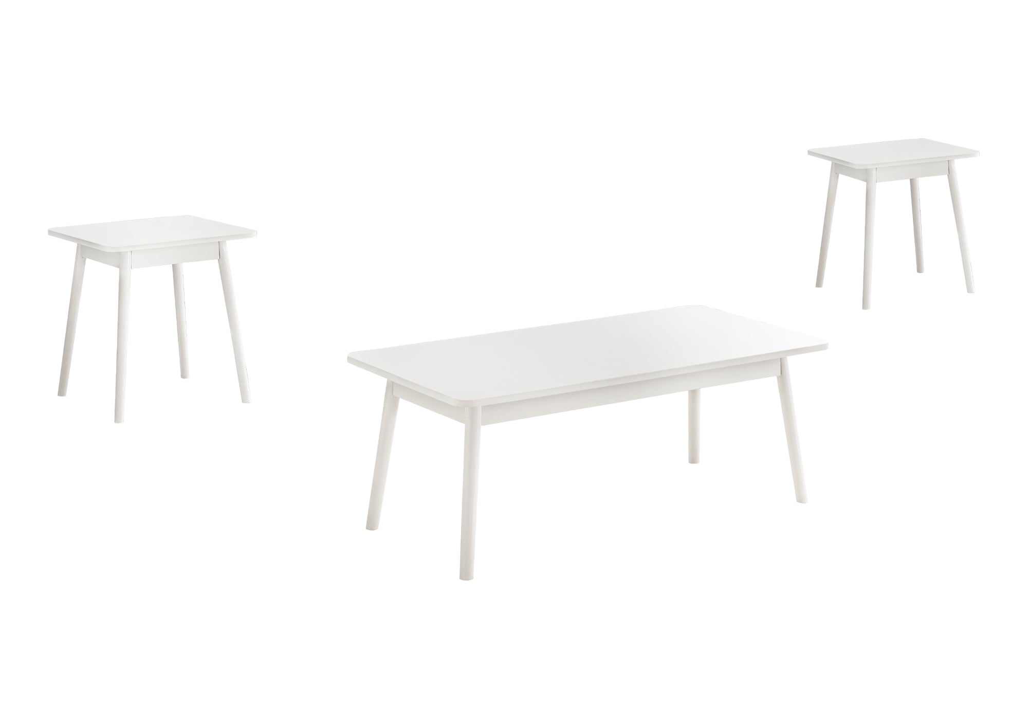 MN-747853P    Table Set, 3pcs Set, Coffee, End, Side, Accent, Living Room, White Laminate, Mid Century, Modern