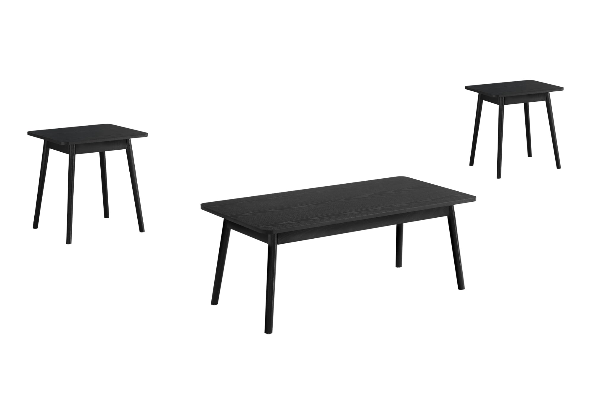MN-757854P    Table Set, 3pcs Set, Coffee, End, Side, Accent, Living Room, Black Laminate, Mid Century, Modern