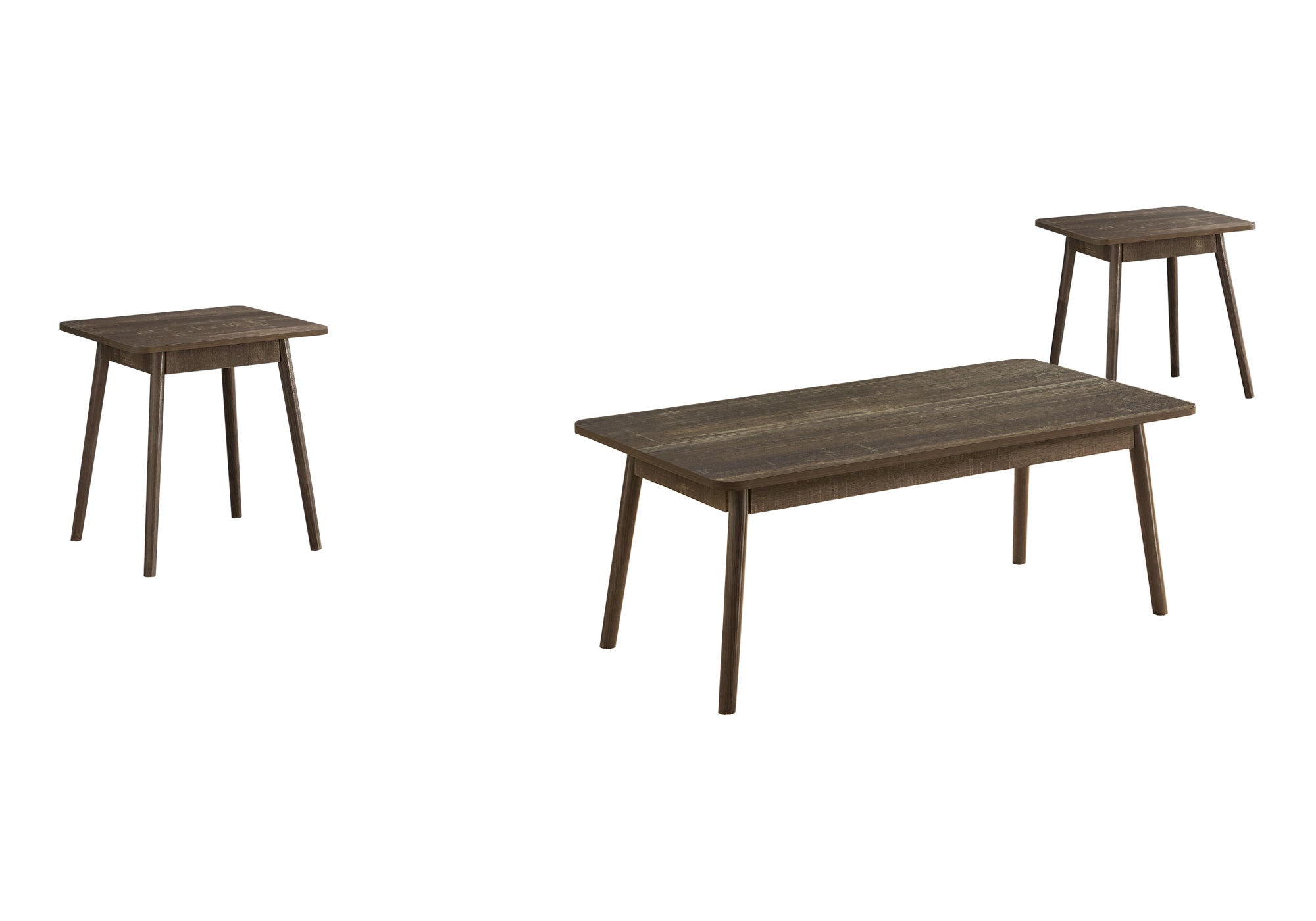 MN-R787856P    Table Set, 3pcs Set, Coffee, End, Side, Accent, Living Room, Dark Brown Laminate, Mid Century, Modern