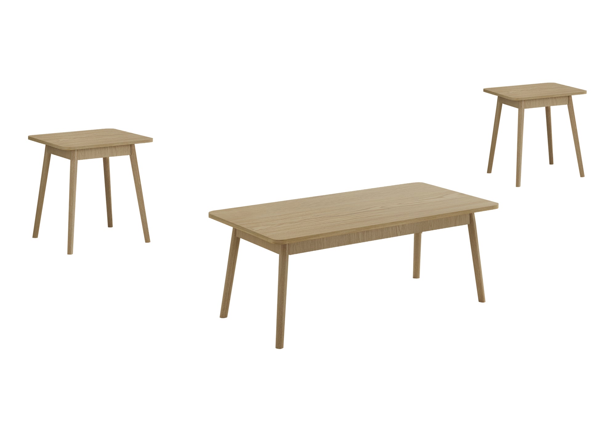 MN-787857P    Table Set, 3pcs Set, Coffee, End, Side, Accent, Living Room, Natural Laminate, Mid Century, Modern