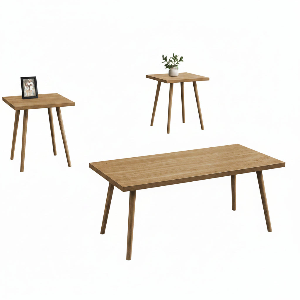 MN-T917898P    Table Set, 3pcs Set, Accent, Coffee, End, Living Room, Walnut Laminate, Contemporary, Modern