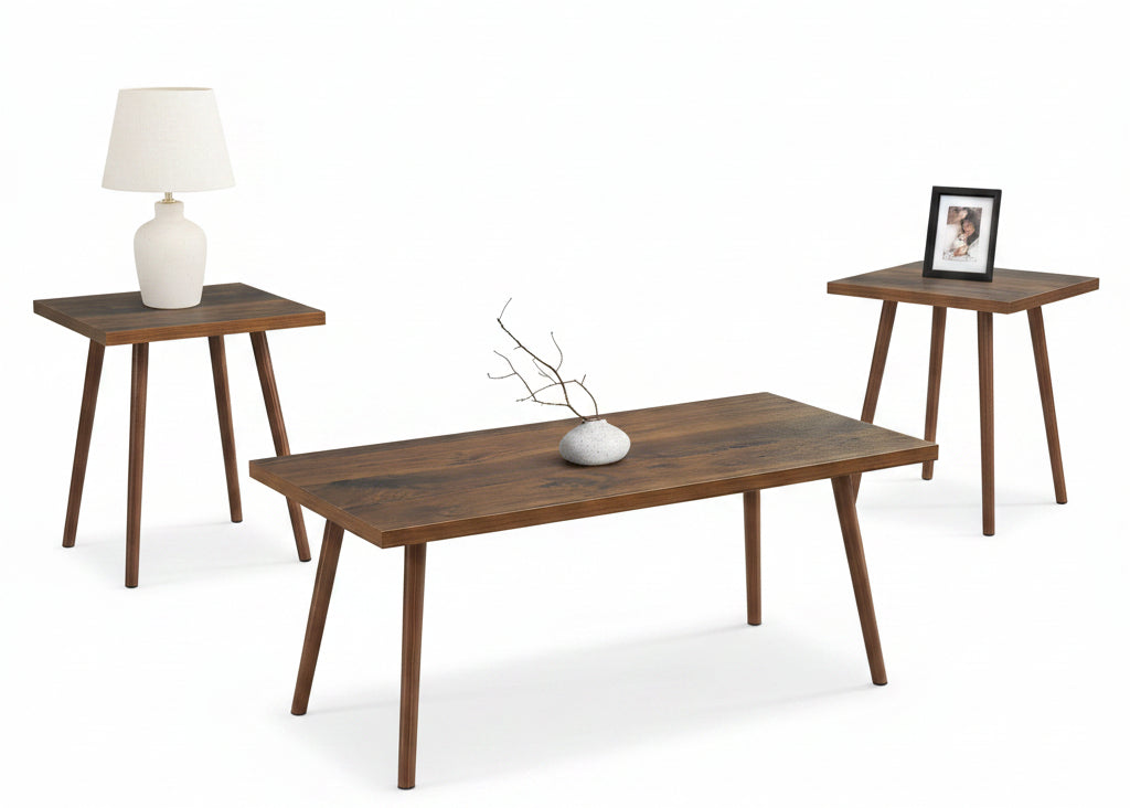 MN-T917899P    Table Set, 3pcs Set, Accent, Coffee, End, Living Room, Dark Walnut, Contemporary, Modern