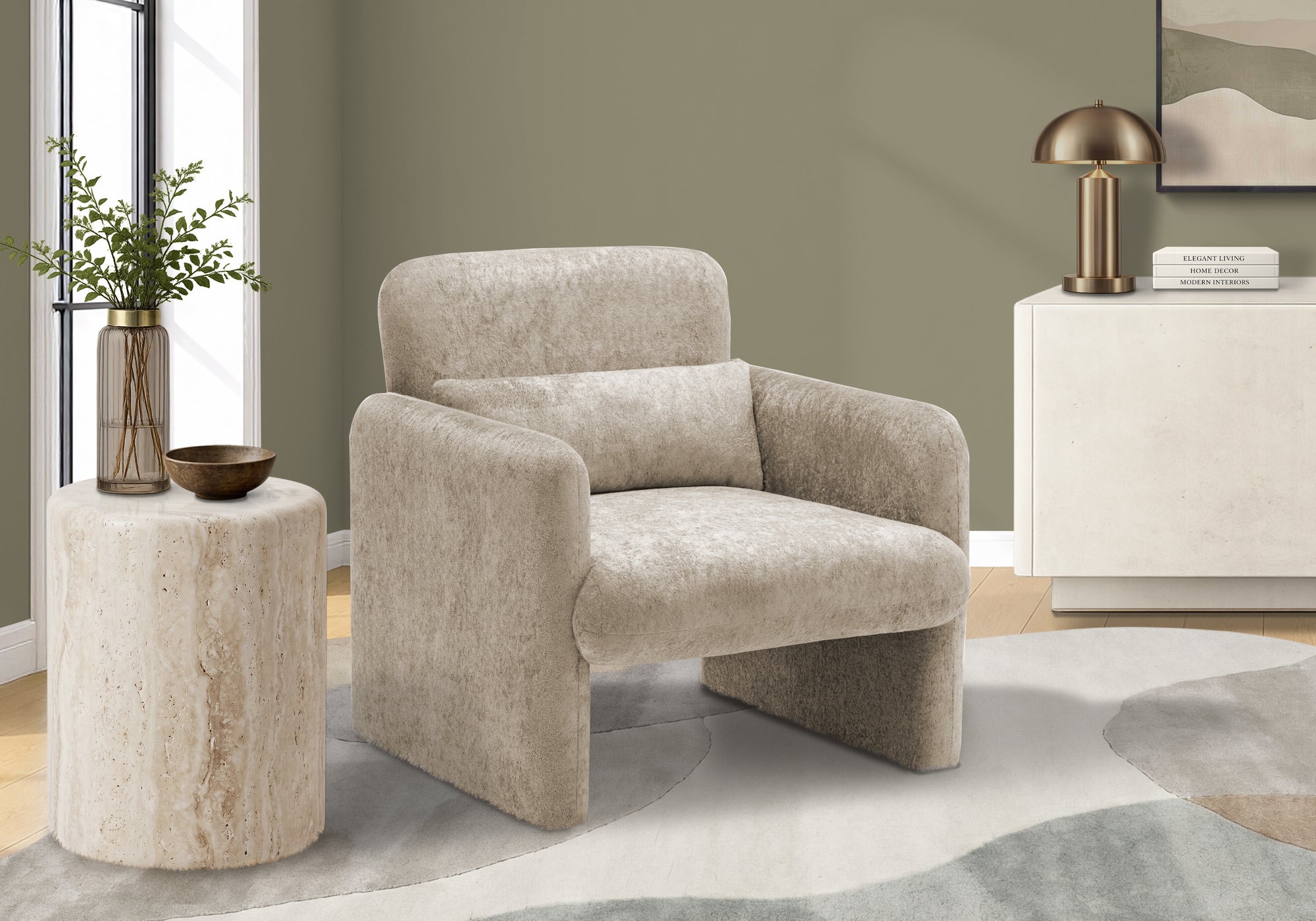 MN-P568026    Accent Chair, 31"h, Upholstered, Light Brown Fabric, Contemporary, Modern
