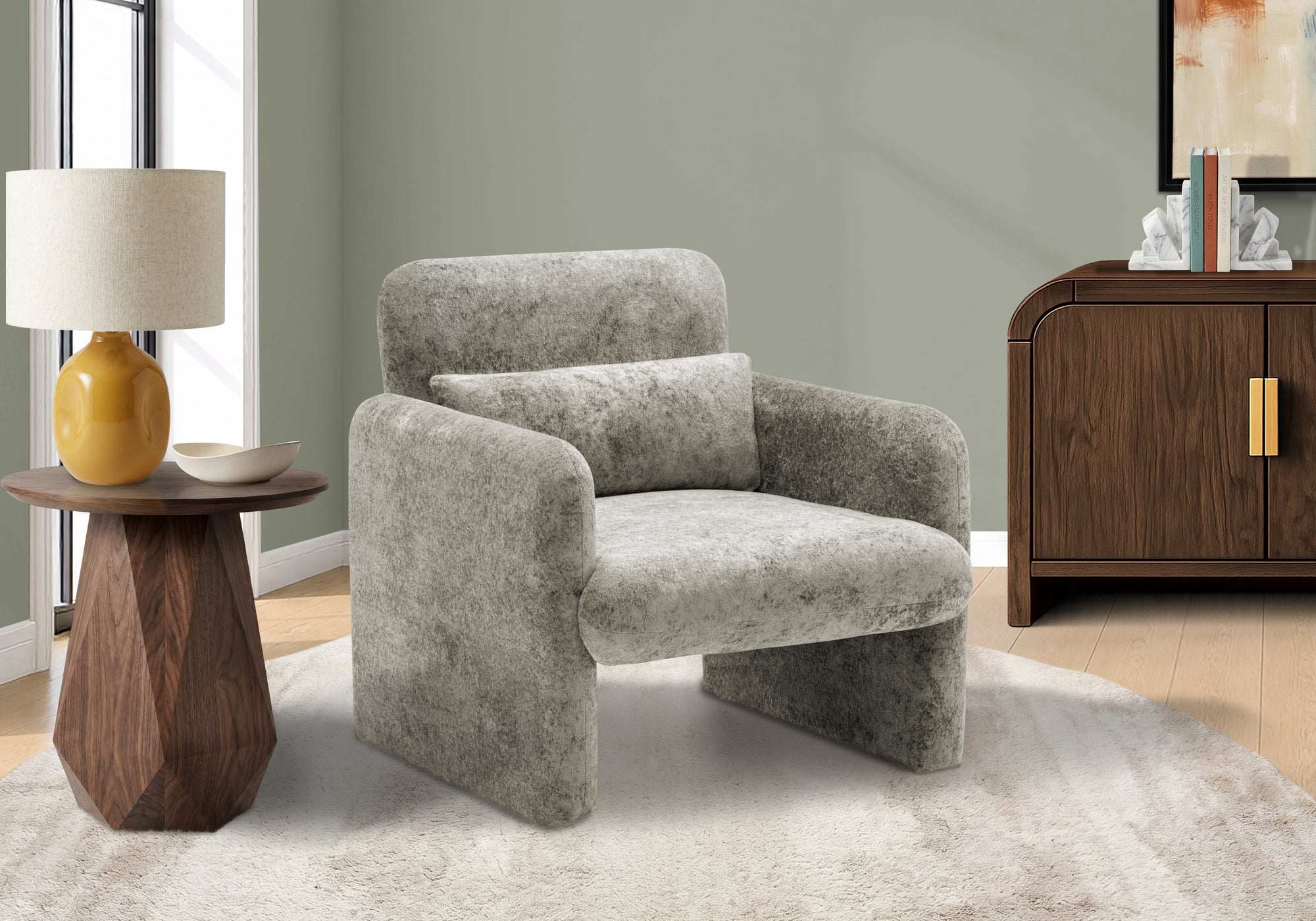 MN-P568027    Accent Chair, 31"h, Upholstered, Light Grey Fabric, Contemporary, Modern