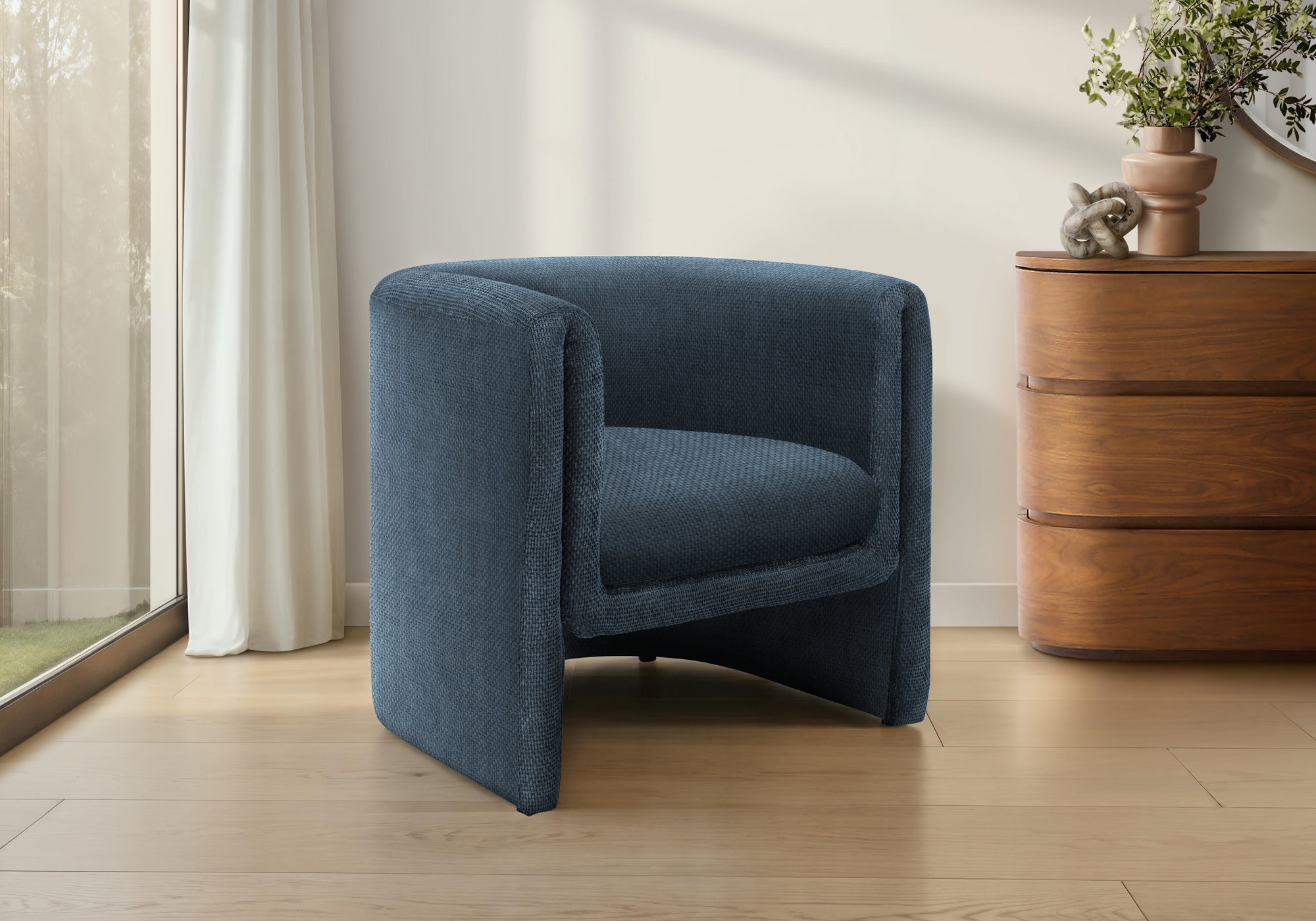 MN-278040    Accent Chair, 29"h, Upholstered, Living Room, Bedroom, Blue Fabric, Contemporary, Modern