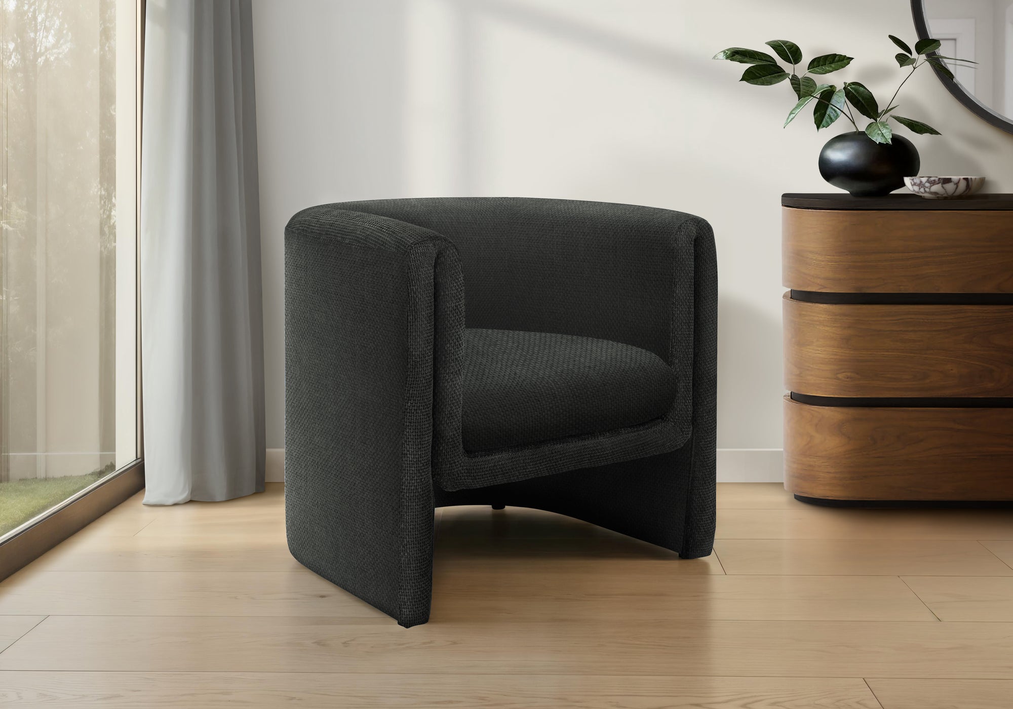 MN-N278041    Accent Chair, 30"h, Upholstered, Living Room, Bedroom, Black Fabric, Contemporary, Modern
