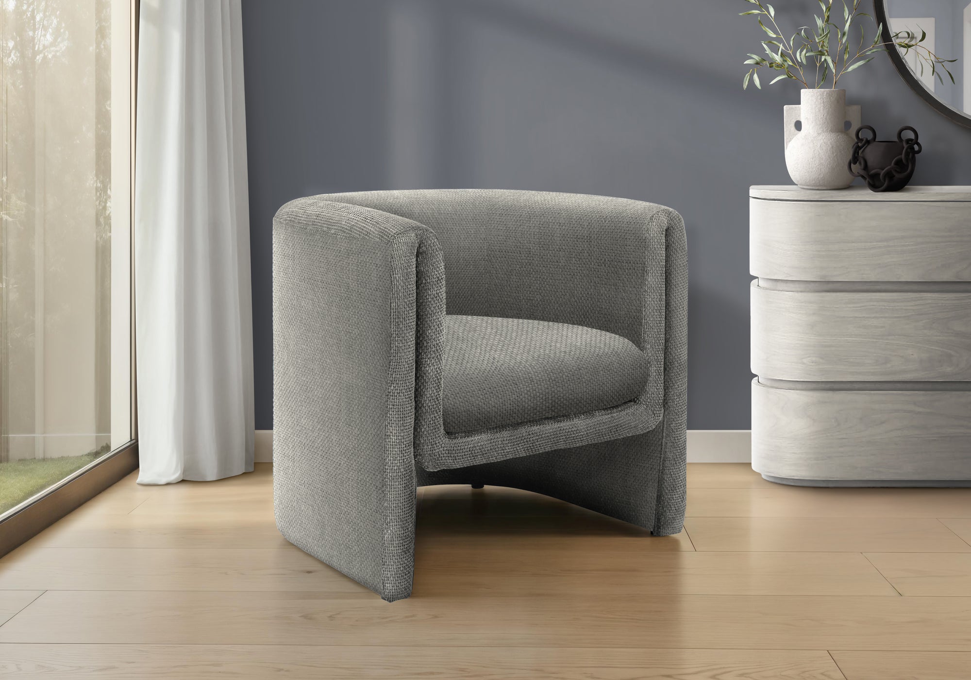 MN-N278042    Accent Chair, 29"h, Upholstered, Living Room, Bedroom, Light Grey Fabric, Contemporary, Modern