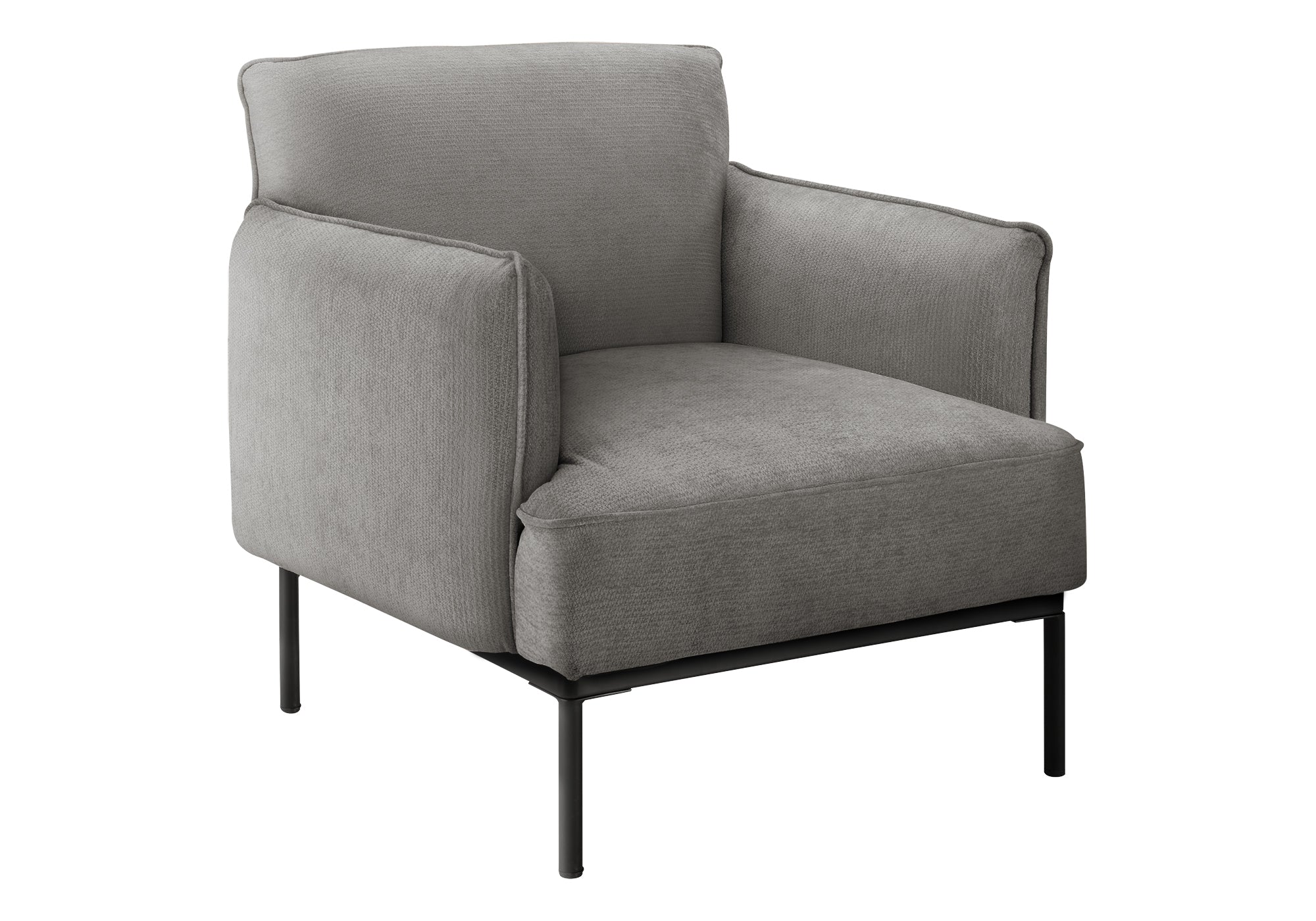 MN-L338083    Accent Chair, 33" H, Upholstered, Living Room, Bedroom, Light Grey Fabric, Black Metal Legs, Contemporary, Modern