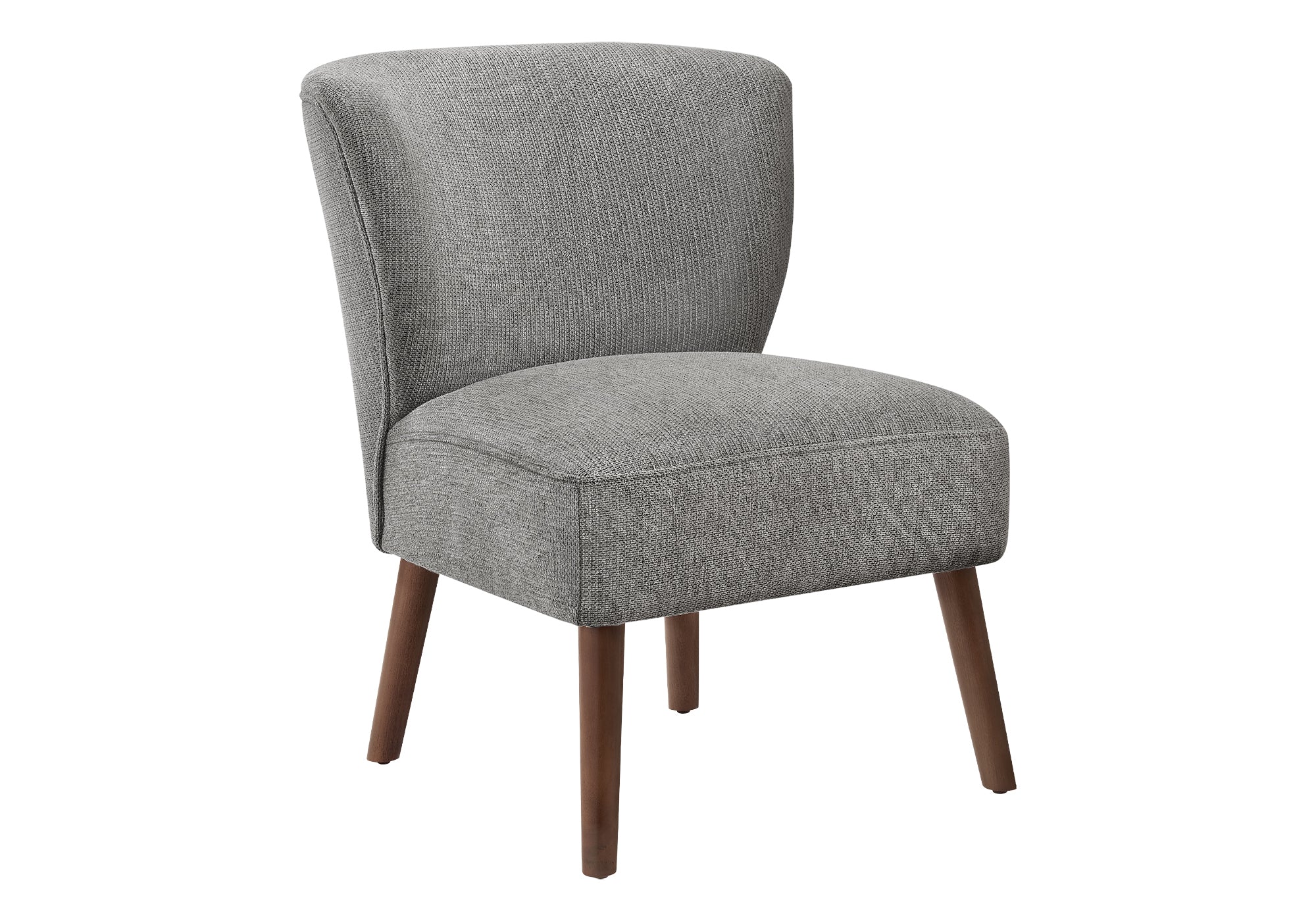 MN-368085    Accent Chair, 33" H, Upholstered, Living Room, Bedroom, Light Grey Fabric, Walnut Solid Wood Legs, Mid Century, Modern