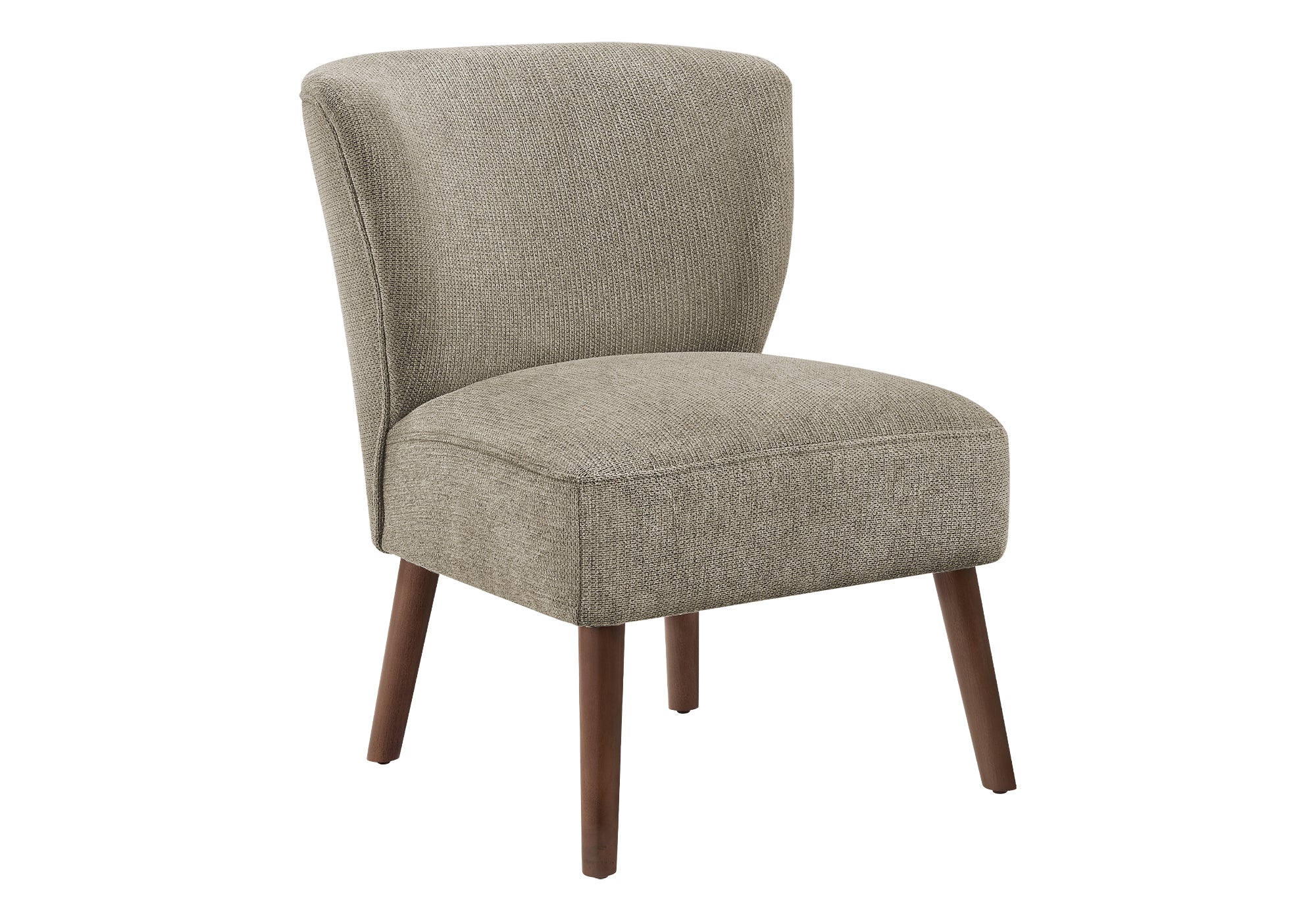 MN-378086    Accent Chair, 33" H, Upholstered, Living Room, Bedroom, Light Brown Fabric, Walnut Solid Wood Legs, Mid Century, Modern