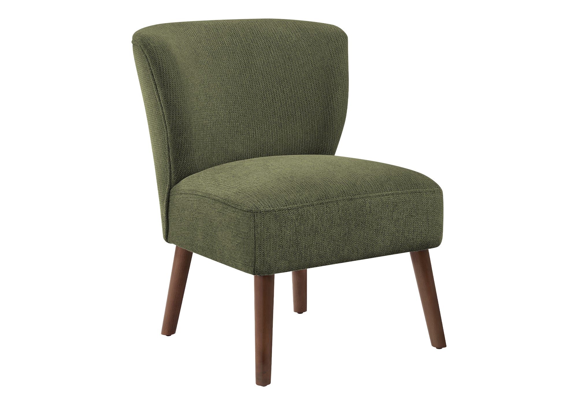 MN-K368087    Accent Chair, 33" H, Upholstered, Living Room, Bedroom, Green Fabric, Walnut Solid Wood Legs, Mid Century, Modern