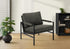 MN-788100    Accent Chair, 36"h, Upholstered, Dark Grey Fabric, Black Metal Legs, Contemporary, Modern