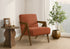 MN-J478303    Accent Chair, 30"h, Upholstered, Living Room, Bedroom, Red Fabric, Brown Walnut Solid Wood, Modern, Mid Century