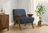 MN-H528313    Accent Chair, 31"h, Upholstered, Living Room, Bedroom, Blue Fabric, Brown Walnut Solid Wood, Modern, Mid Century