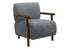 MN-G668341    Accent Chair, 31"h, Upholstered, Living Room, Bedroom, Blue Fabric, Brown Walnut Solid Wood, Modern, Mid Century