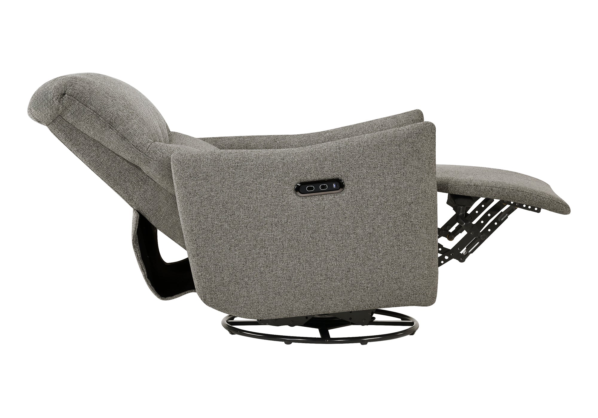 MN-G248400    Reclining Chair, 31" Wide, Power Recliner, Glider, Swivel, Usb Ports Included, Upholstered, Light Grey Fabric