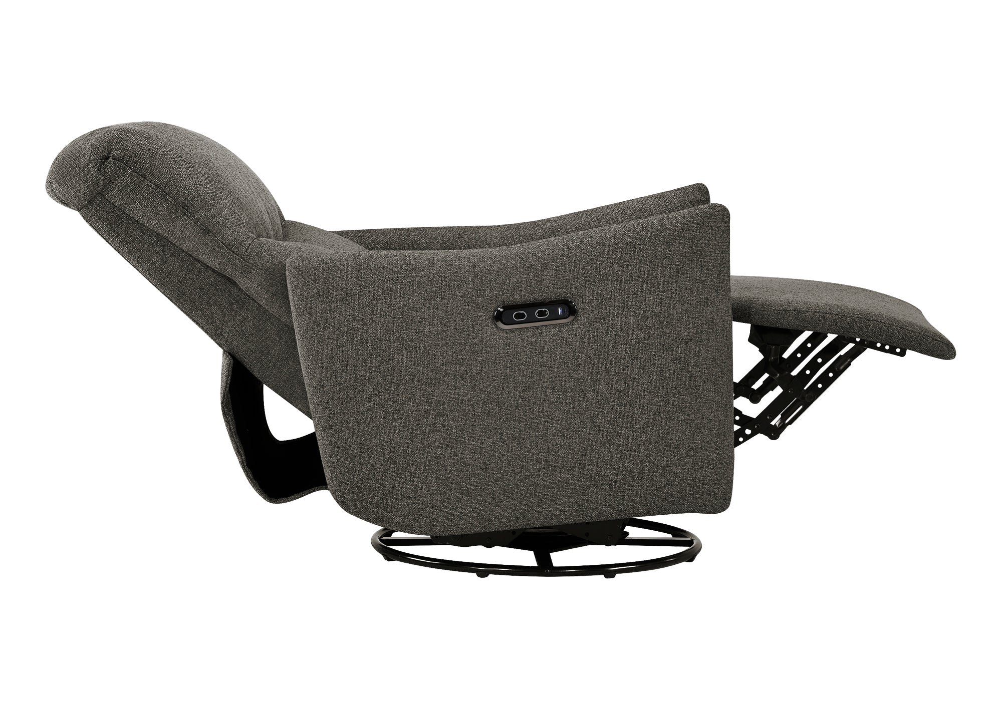 MN-G248401    Reclining Chair, 31" Wide, Power Recliner, Glider, Swivel, Usb Ports Included, Upholstered, Dark Grey Fabric