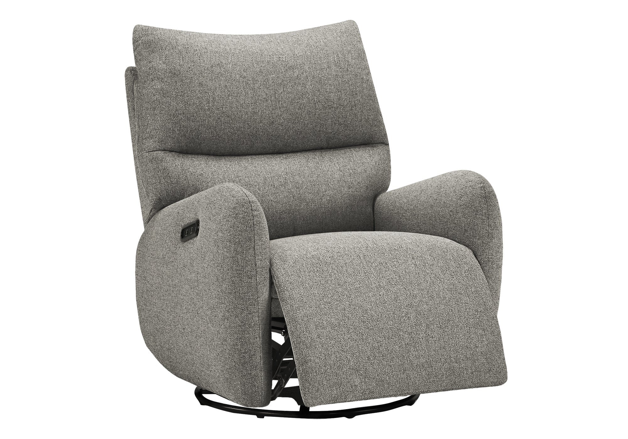 MN-G238405    Reclining Chair, 32" Wide, Glider, Power Recliner, Swivel, Usb Ports Included, Upholstered, Light Grey Fabric