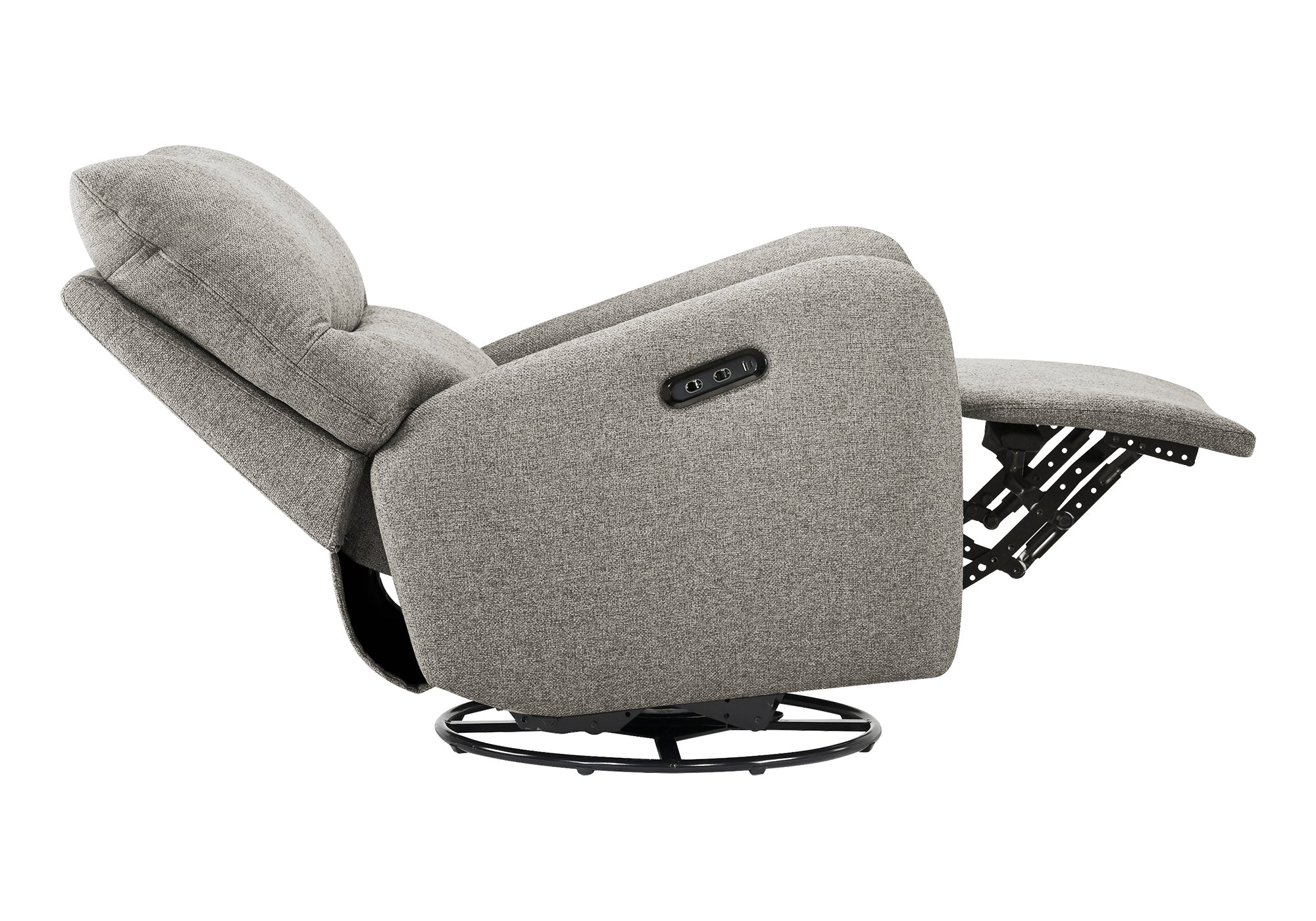 MN-G238405    Reclining Chair, 32" Wide, Glider, Power Recliner, Swivel, Usb Ports Included, Upholstered, Light Grey Fabric