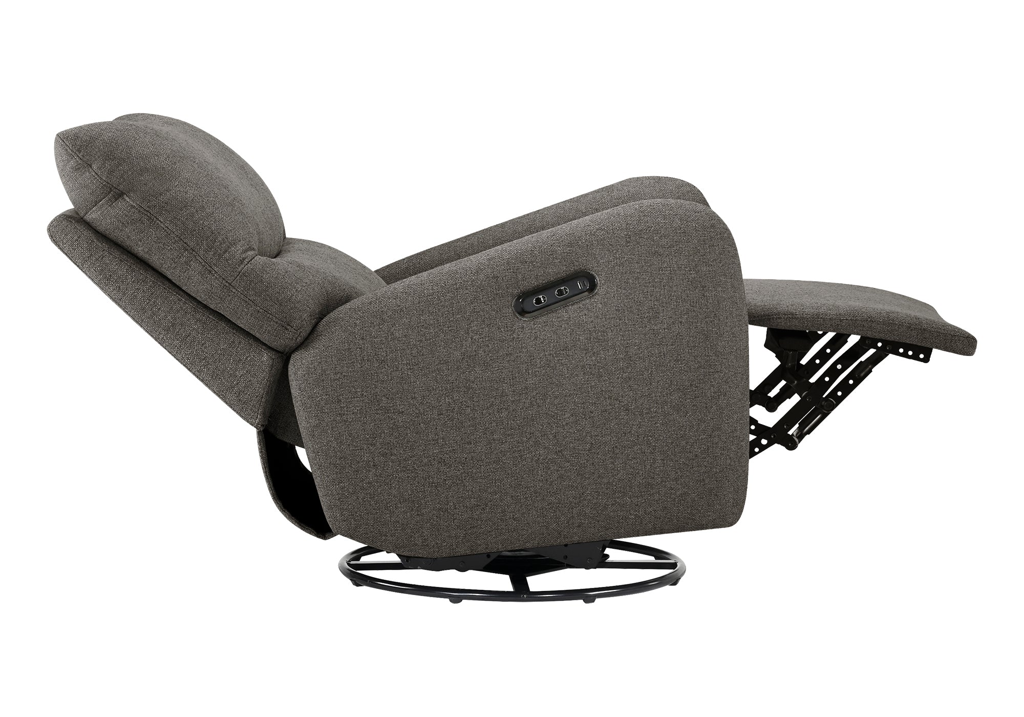 MN-G238406    Reclining Chair, 32" Wide, Glider, Power Recliner, Swivel, Usb Ports Included, Upholstered, Dark Grey Fabric
