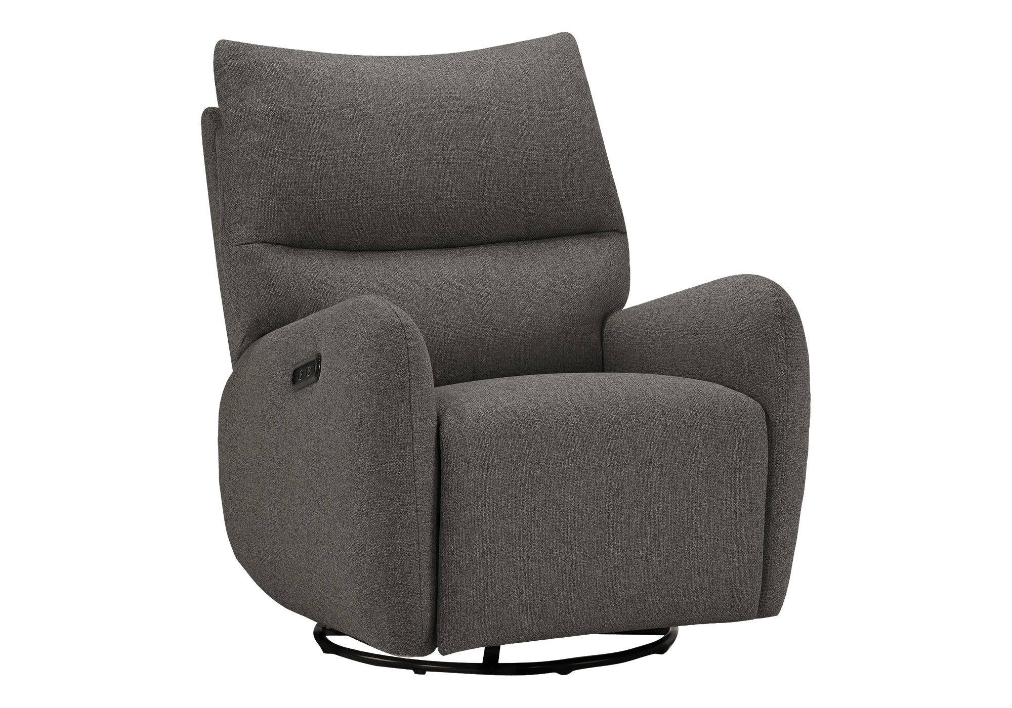 MN-G238406    Reclining Chair, 32" Wide, Glider, Power Recliner, Swivel, Usb Ports Included, Upholstered, Dark Grey Fabric