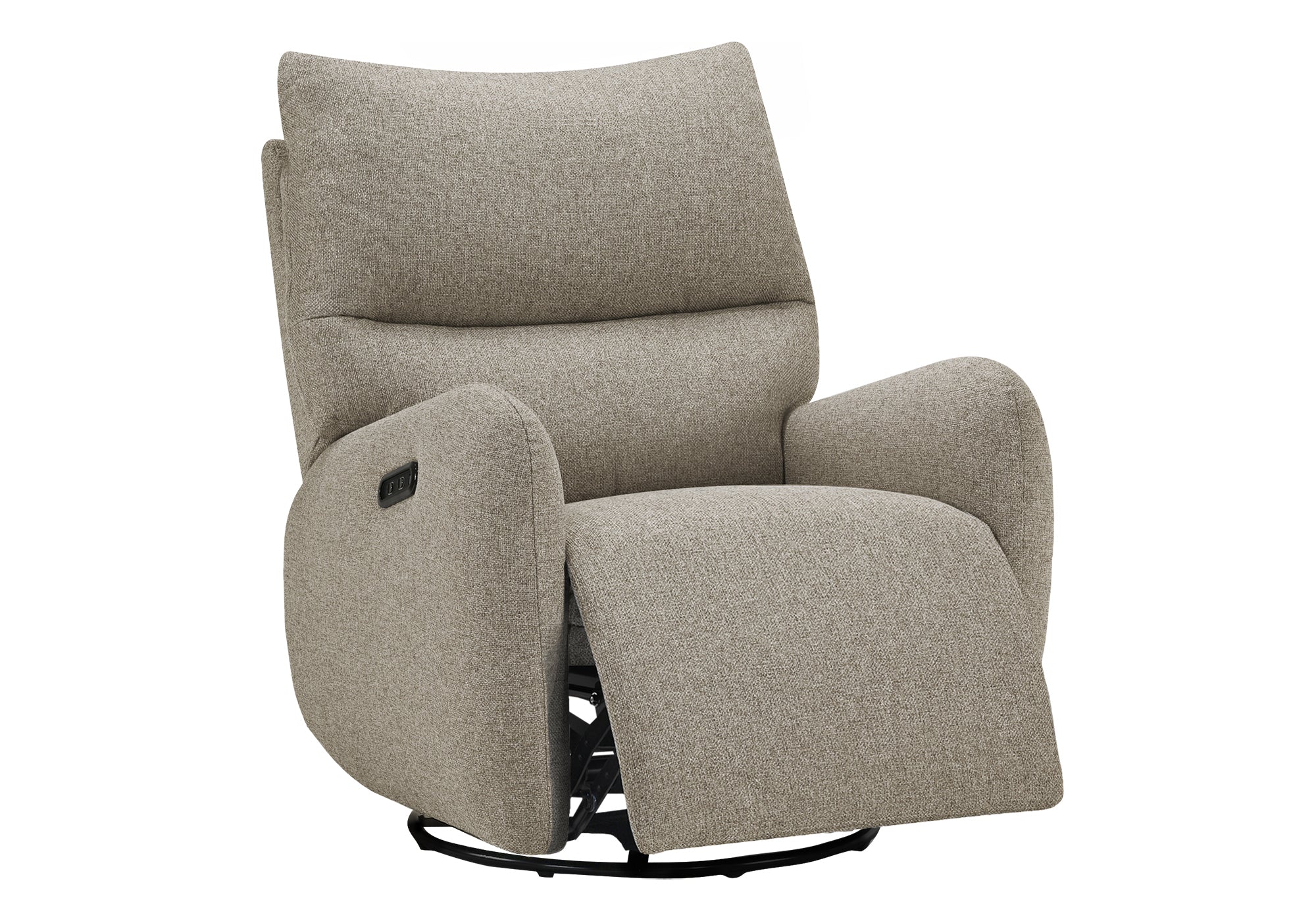 MN-G238407    Reclining Chair, 32" Wide, Glider, Power Recliner, Swivel, Usb Ports Included, Upholstered, Light Brown Fabric