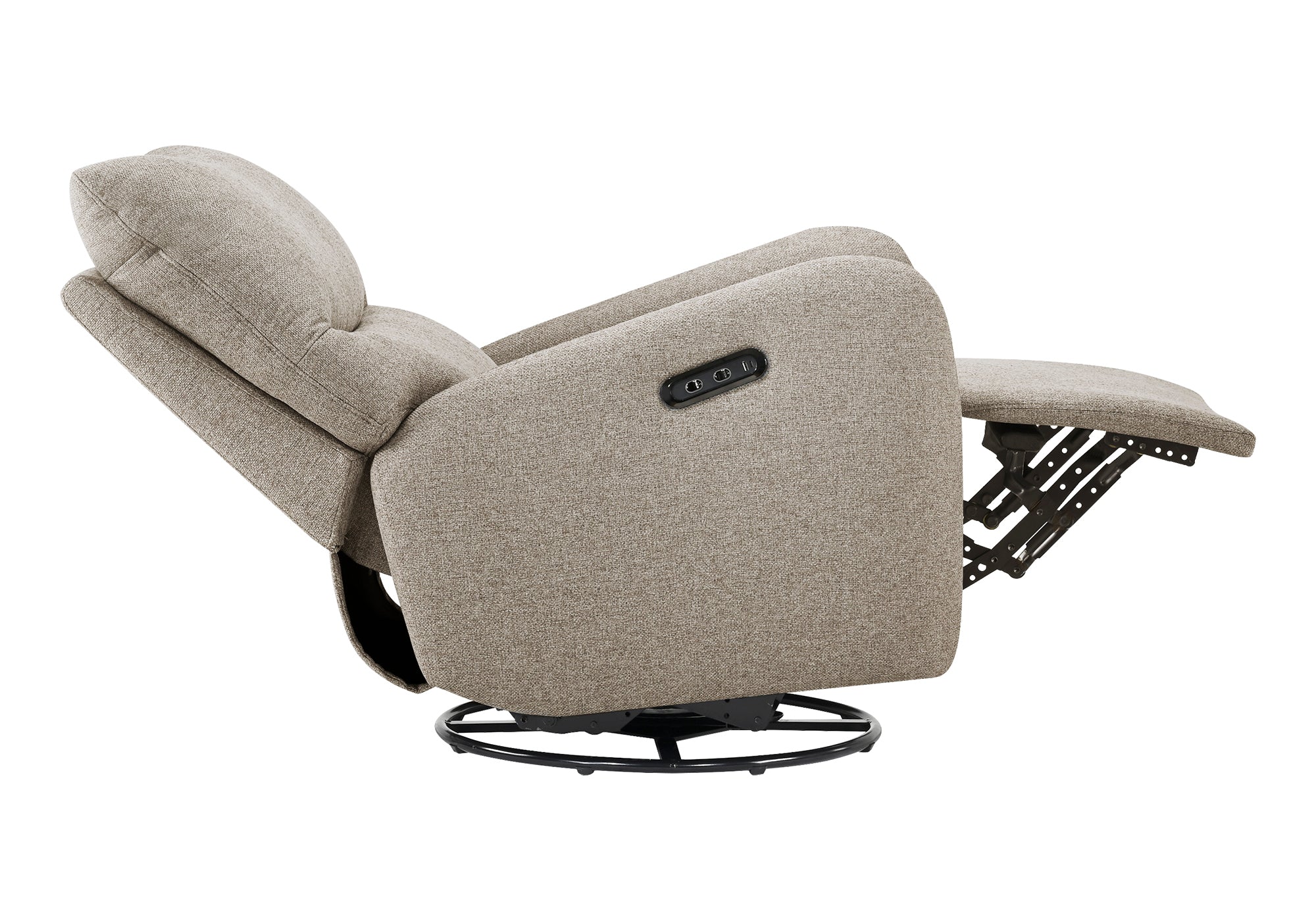 MN-G238407    Reclining Chair, 32" Wide, Glider, Power Recliner, Swivel, Usb Ports Included, Upholstered, Light Brown Fabric