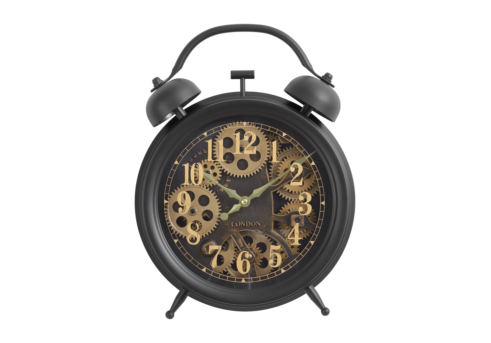 MN-129014    Clocks, 12" Round, Gear Mechanism, Table Clock, Brown, Transitional