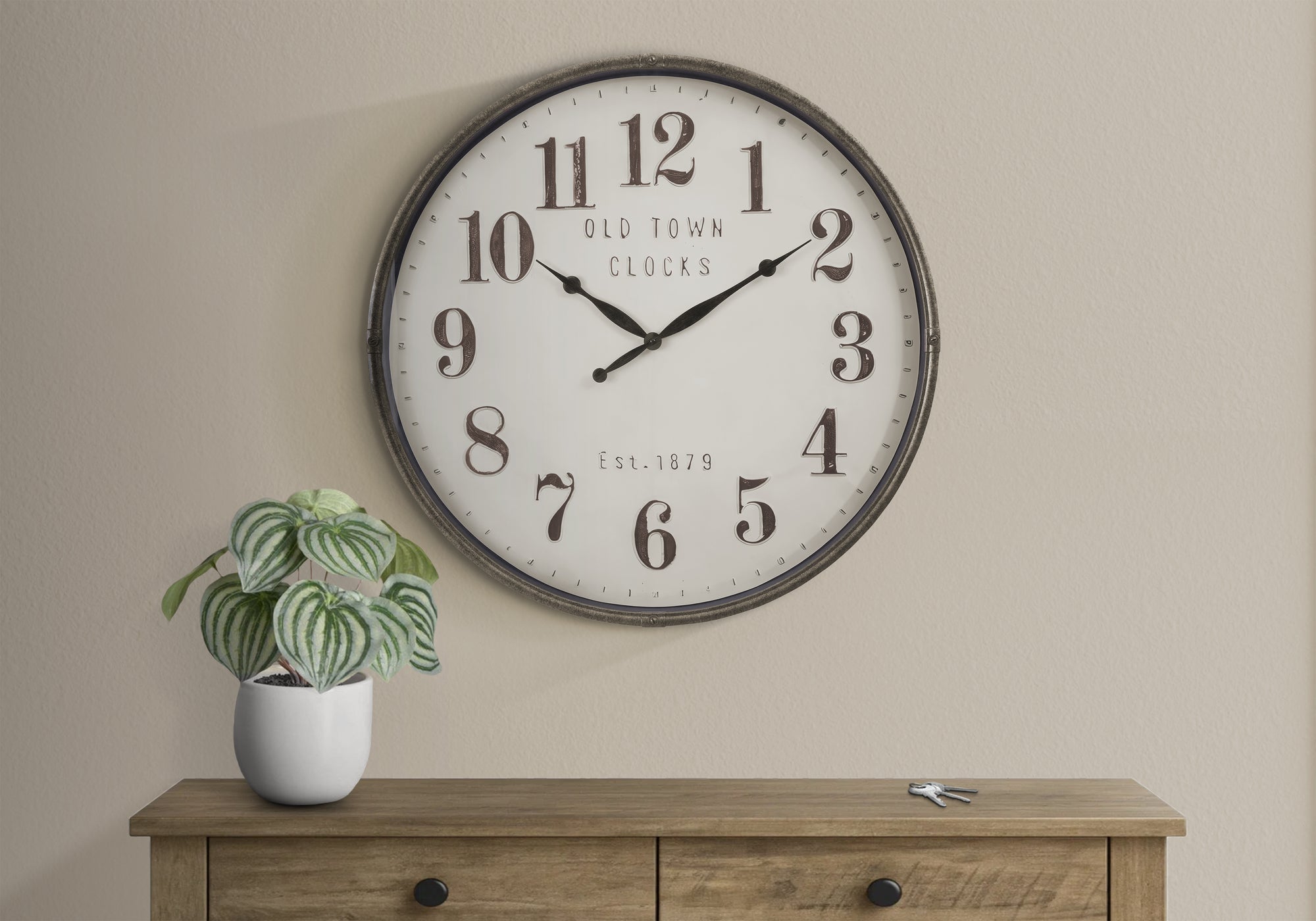 MN-169024    Clocks, 30" Round, Large Oversized, Wall Clock, Brown, Transitional