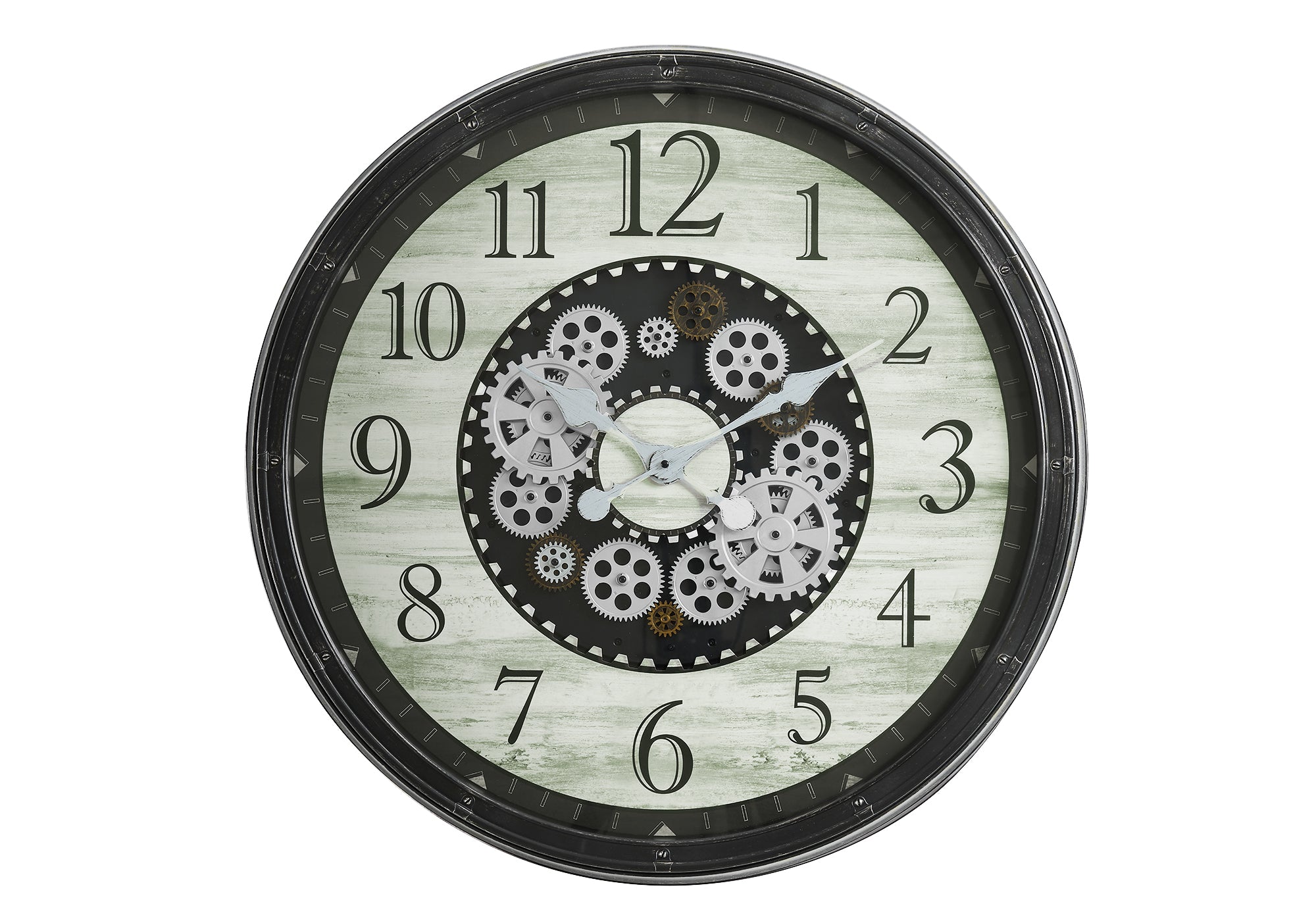 MN-229030    Clocks, 30" Round, Gear Mechanism, Large Oversized, Wall Clock, Brown, Transitional