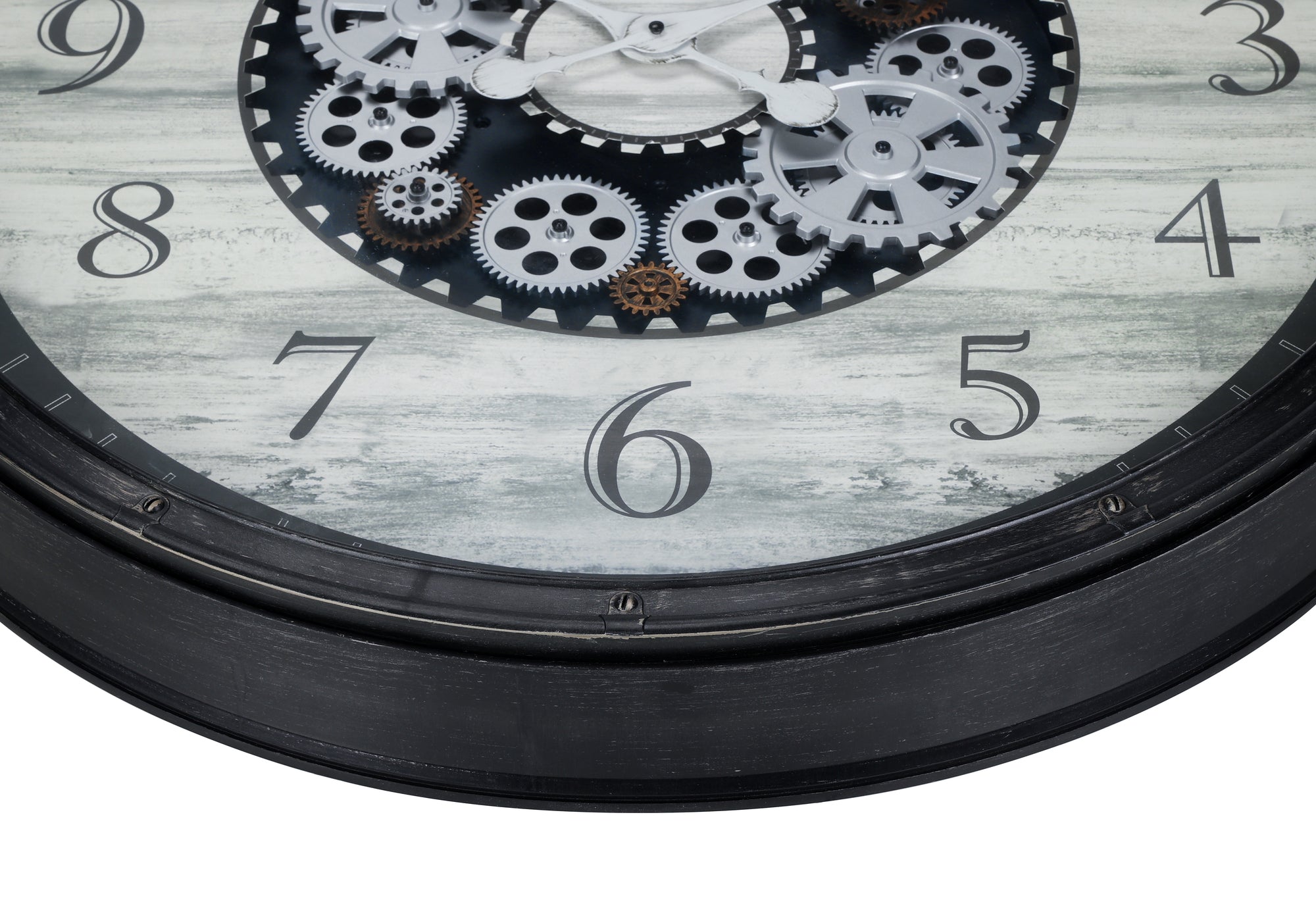 MN-229030    Clocks, 30" Round, Gear Mechanism, Large Oversized, Wall Clock, Brown, Transitional