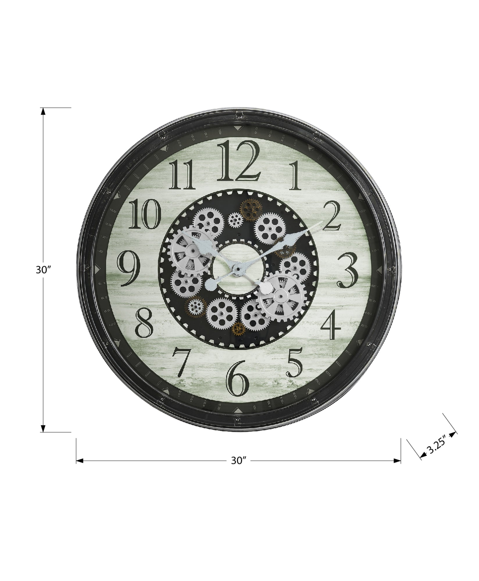 MN-229030    Clocks, 30" Round, Gear Mechanism, Large Oversized, Wall Clock, Brown, Transitional
