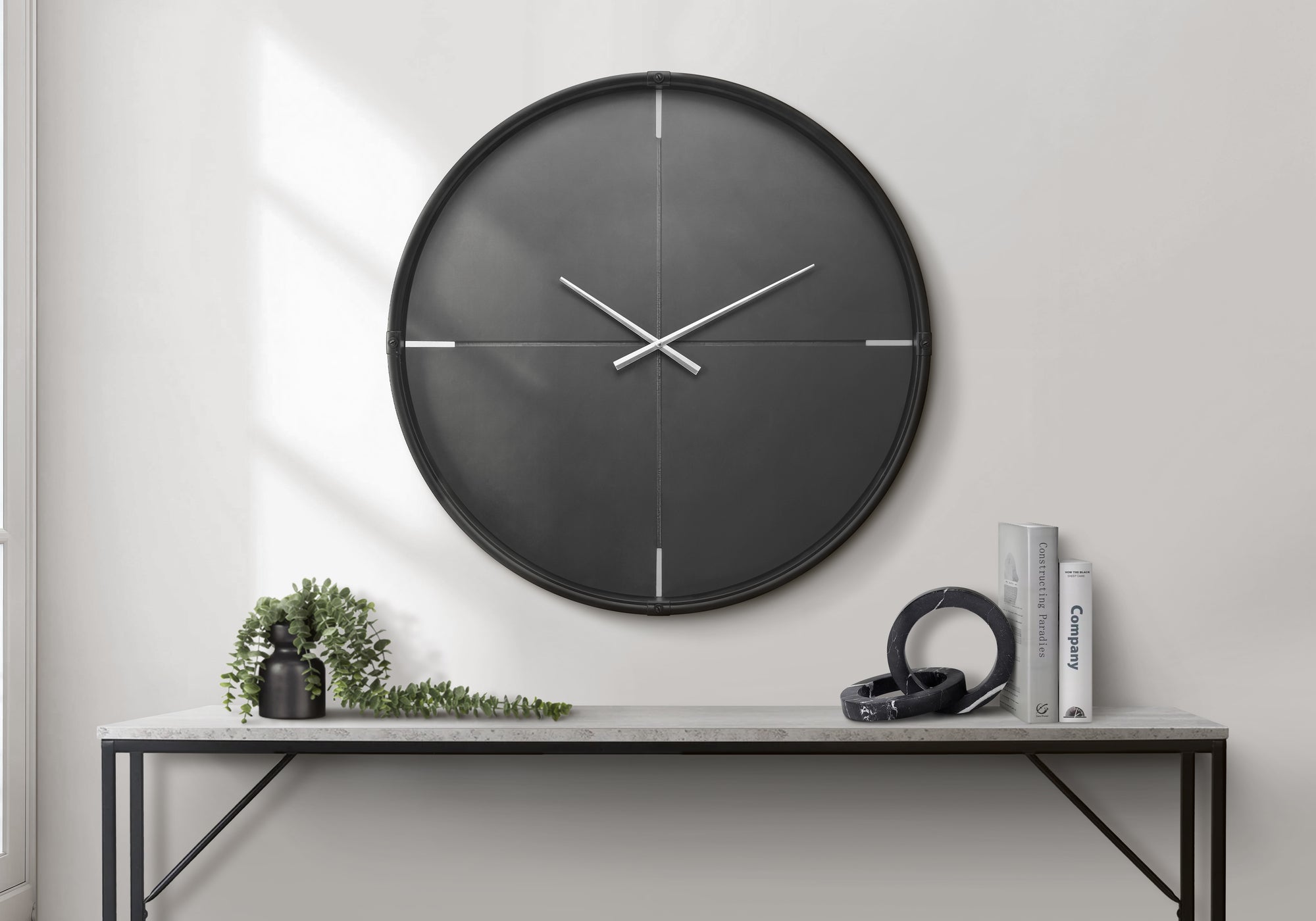 MN-E849035    Clocks, 30" Round, Large Oversized, Wall Clock, Black, Contemporary, Modern