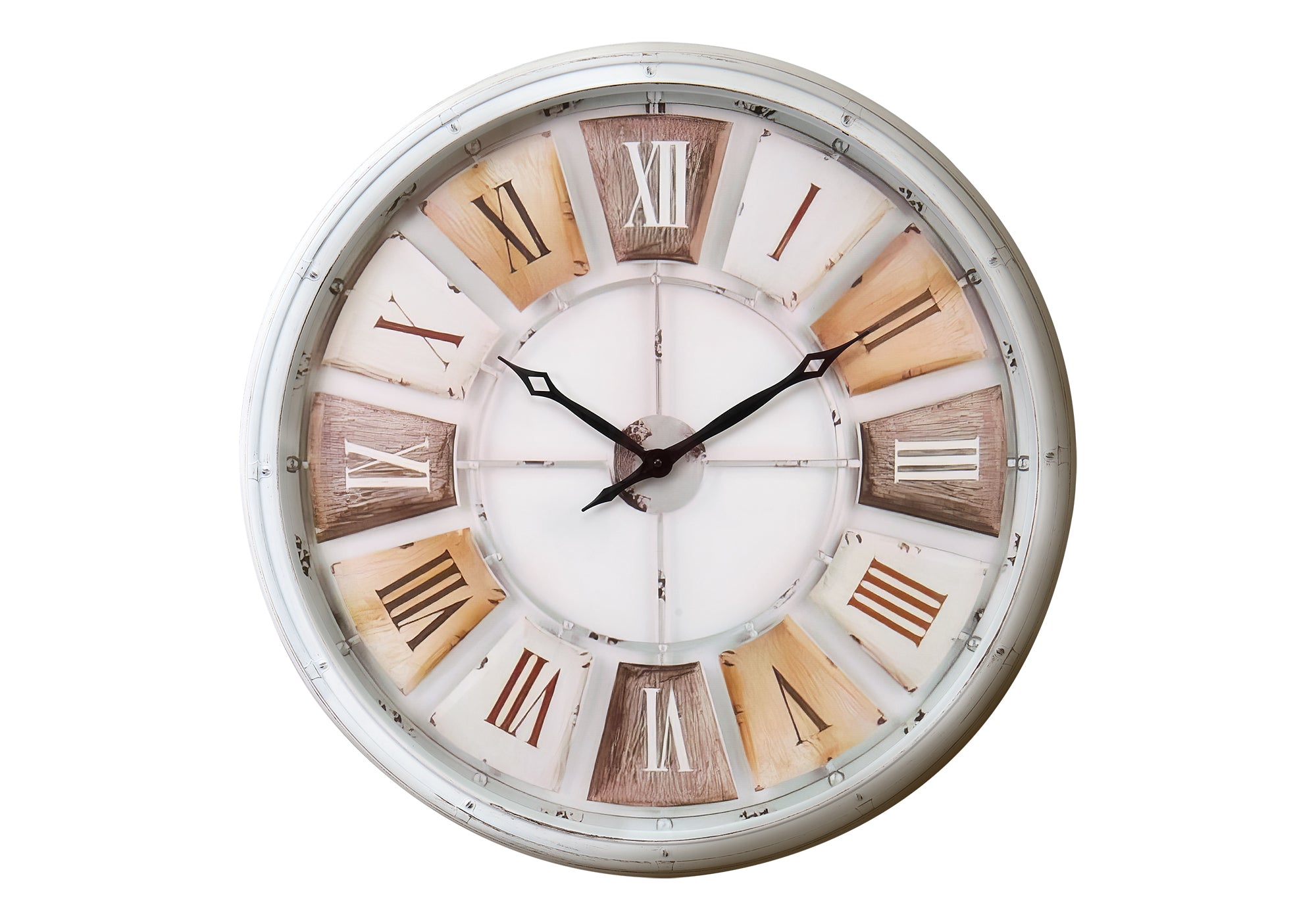 MN-D859036    Clocks, 30" Round, Large Oversized, Wall Clock, Antique White, Natural, Transitional