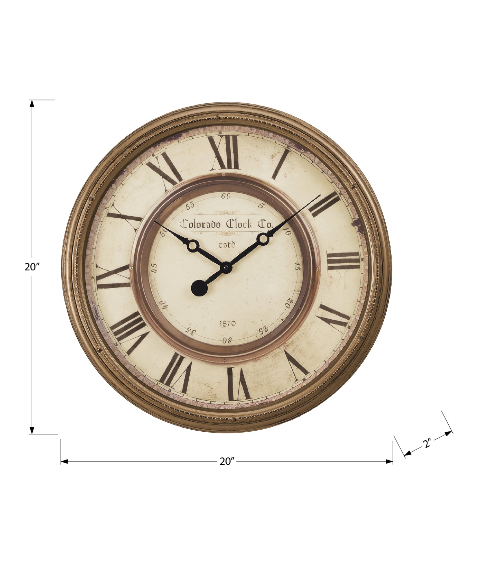 MN-239047    Clocks, 20" Round, Wall Clock, Antique Brown, Transitional