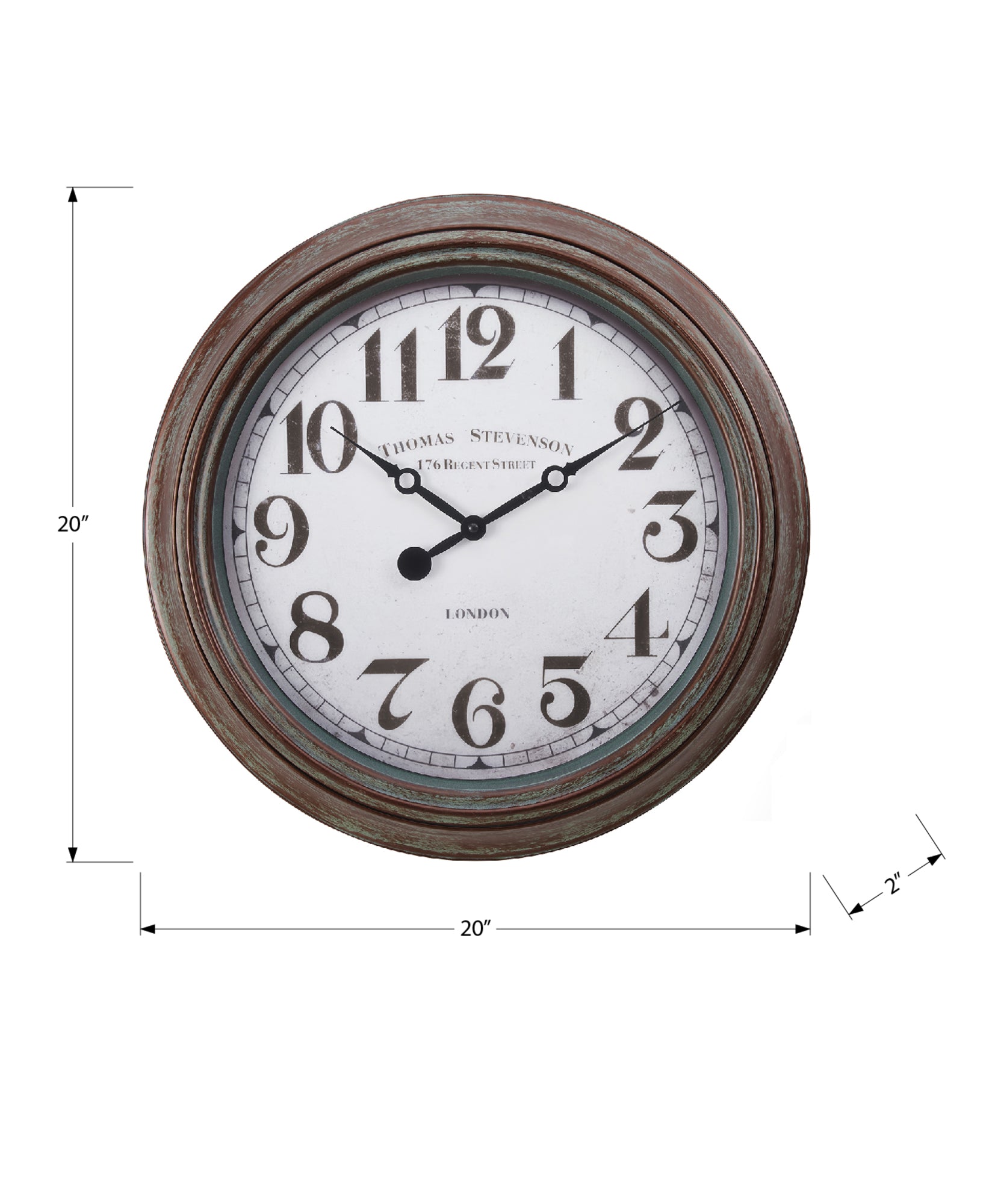 MN-369049    Clocks, 20" Round, Wall Clock, Antique Brown, Transitional