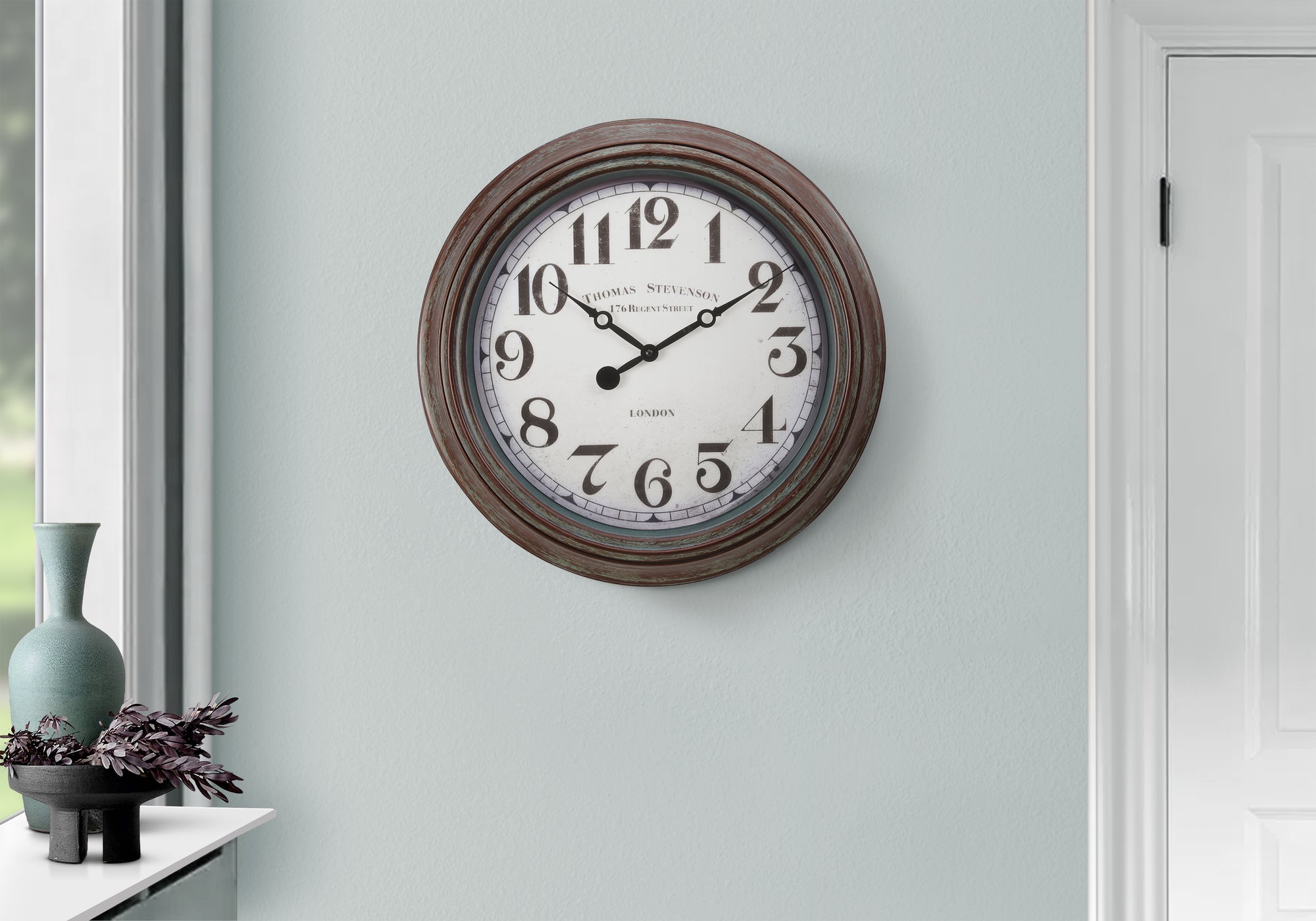 MN-369049    Clocks, 20" Round, Wall Clock, Antique Brown, Transitional