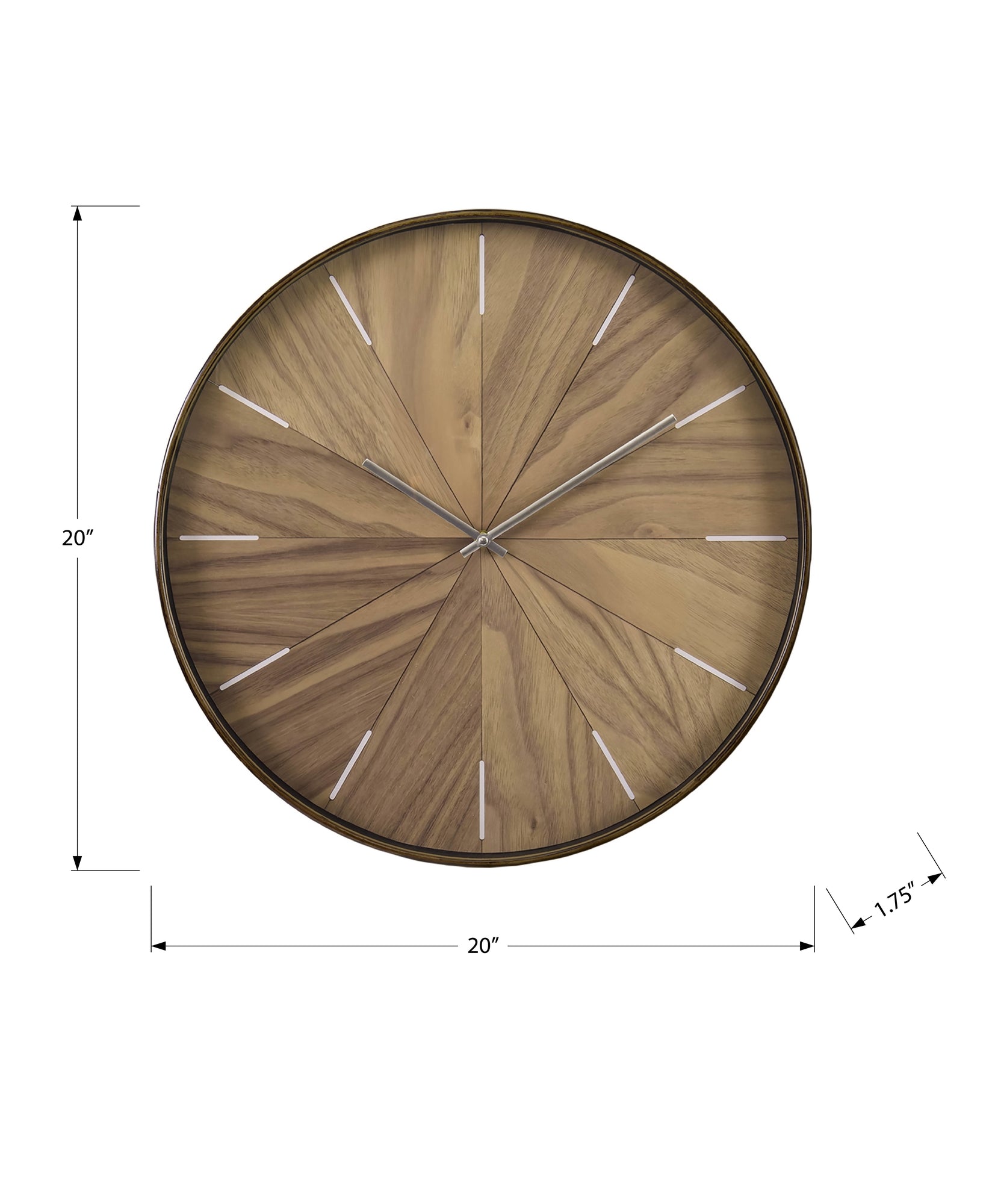 MN-A999051    Clocks, 20" Round, Wall Clock, Light Brown Face, Brown Frame, Contemporary, Modern