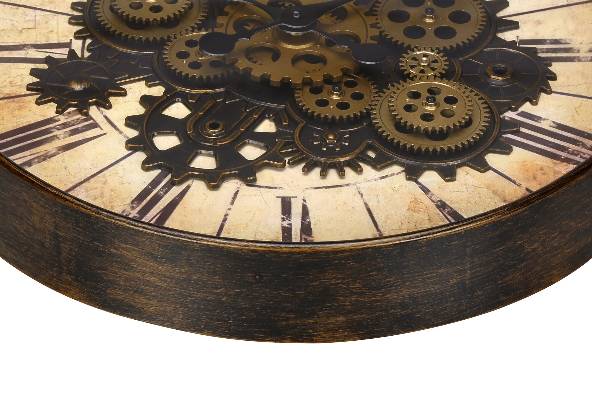 MN-479063    Clocks, 20" Round, Gear Mechanism, Wall Clock, Brown, Transitional