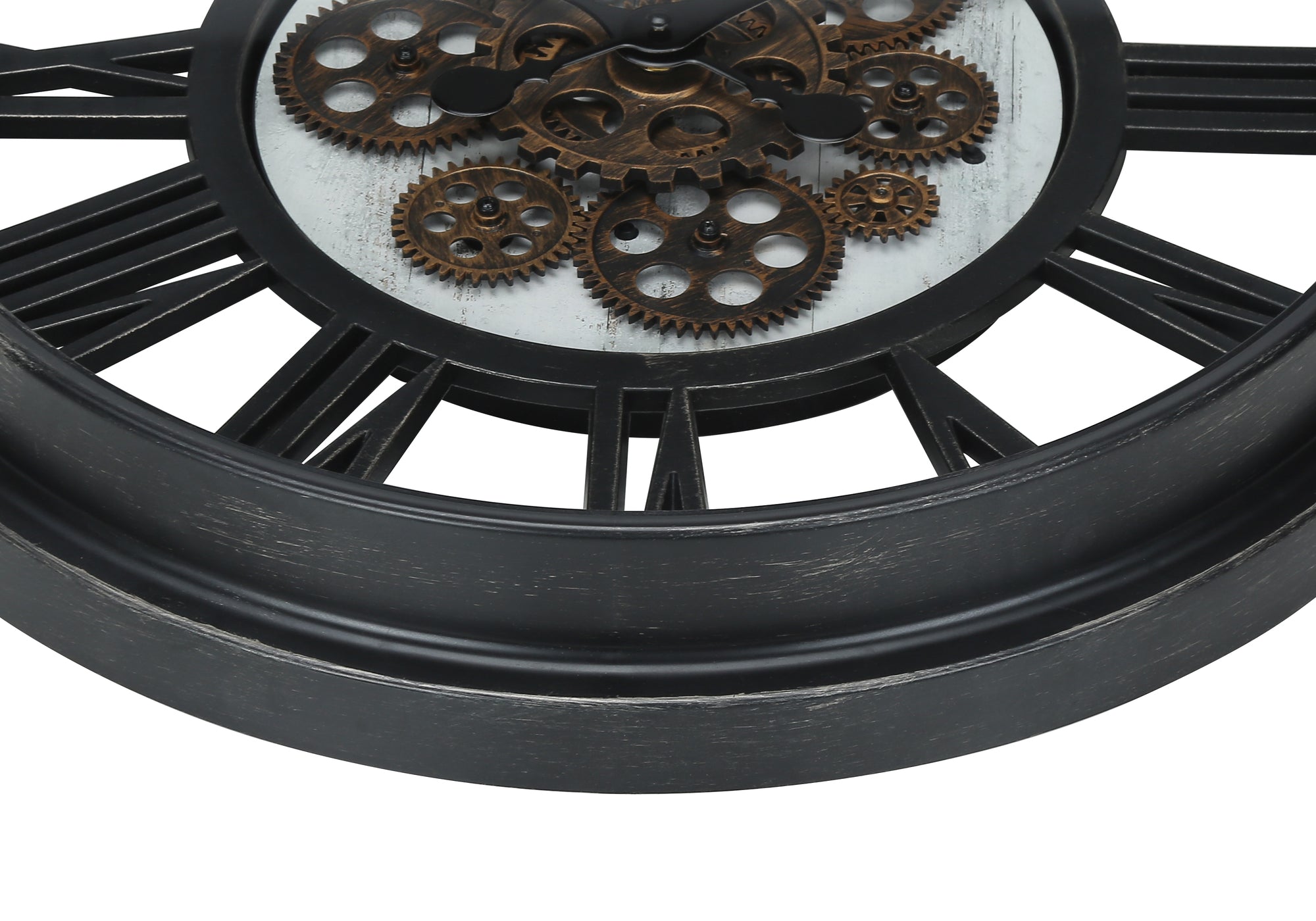 MN-489064    Clocks, 20" Round, Gear Mechanism, Wall Clock, Black, Transitional