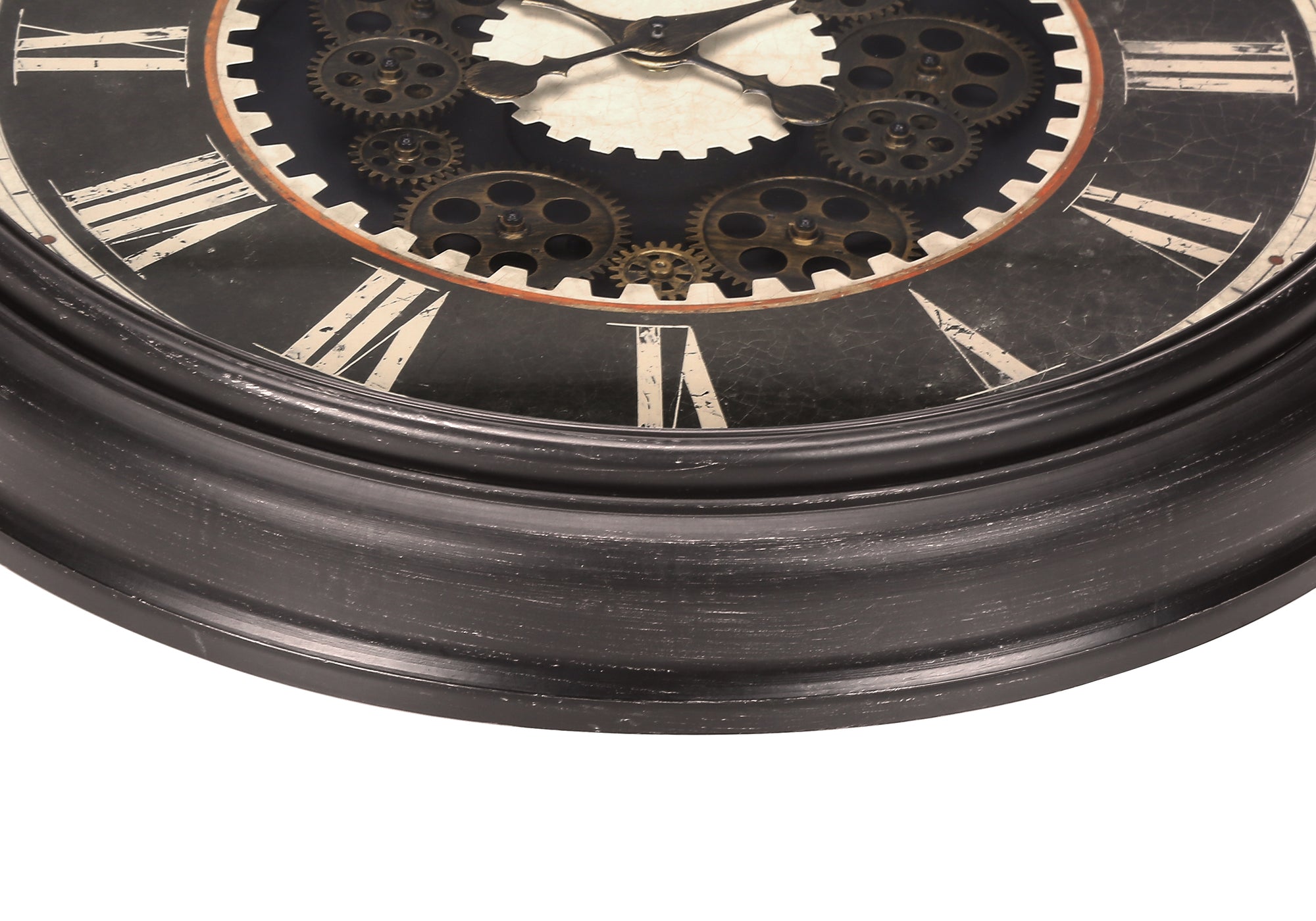 MN-499070    Clocks, 23" Round, Gear Mechanism, Wall Clock, Brown, Transitional