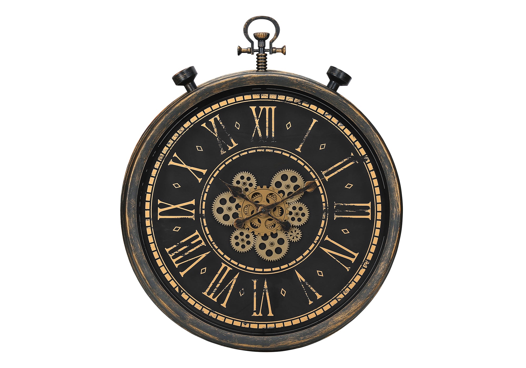 MN-529073    Clocks, 24" Round, Gear Mechanism, Wall Clock, Brown, Transitional