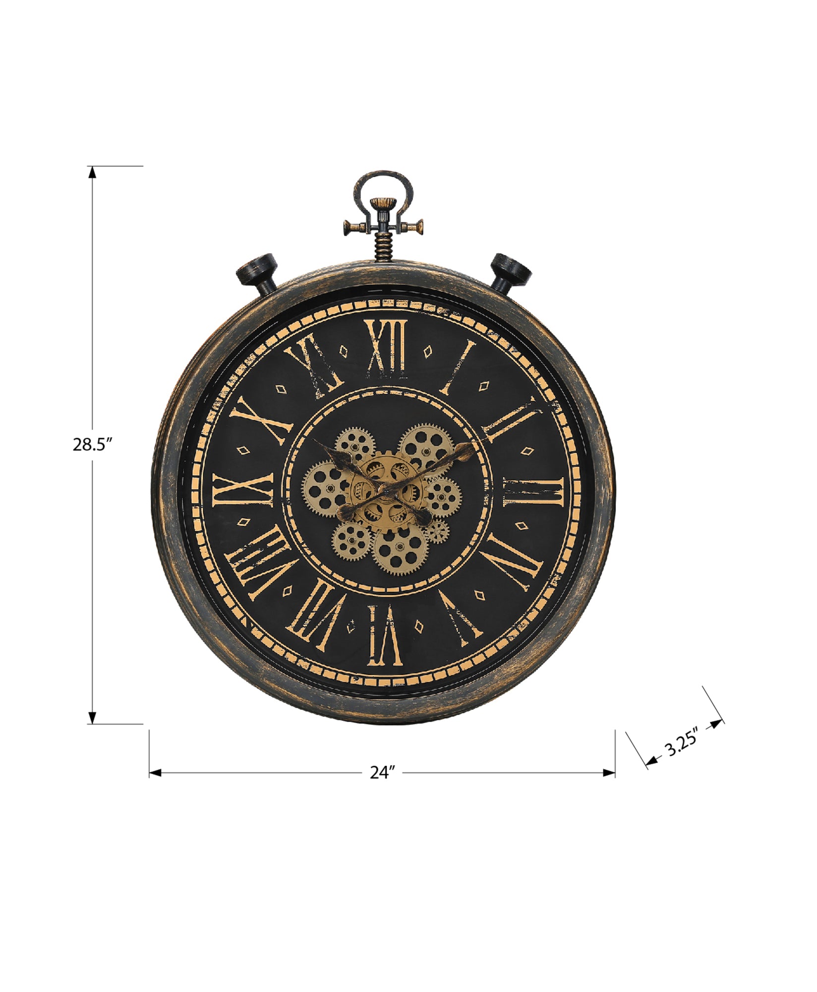 MN-529073    Clocks, 24" Round, Gear Mechanism, Wall Clock, Brown, Transitional