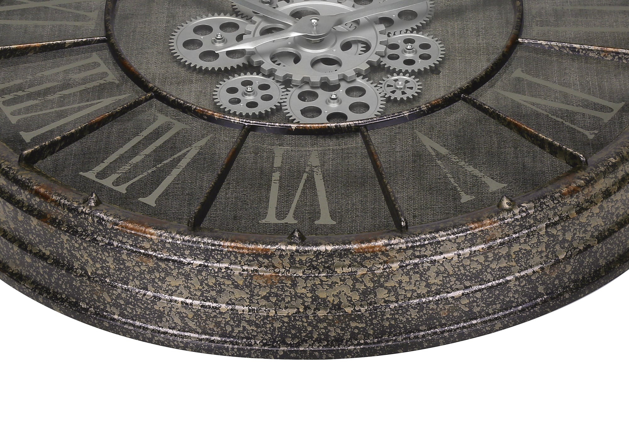 MN-549075    Clocks, 24" Round, Gear Mechanism, Wall Clock, Grey, Transitional