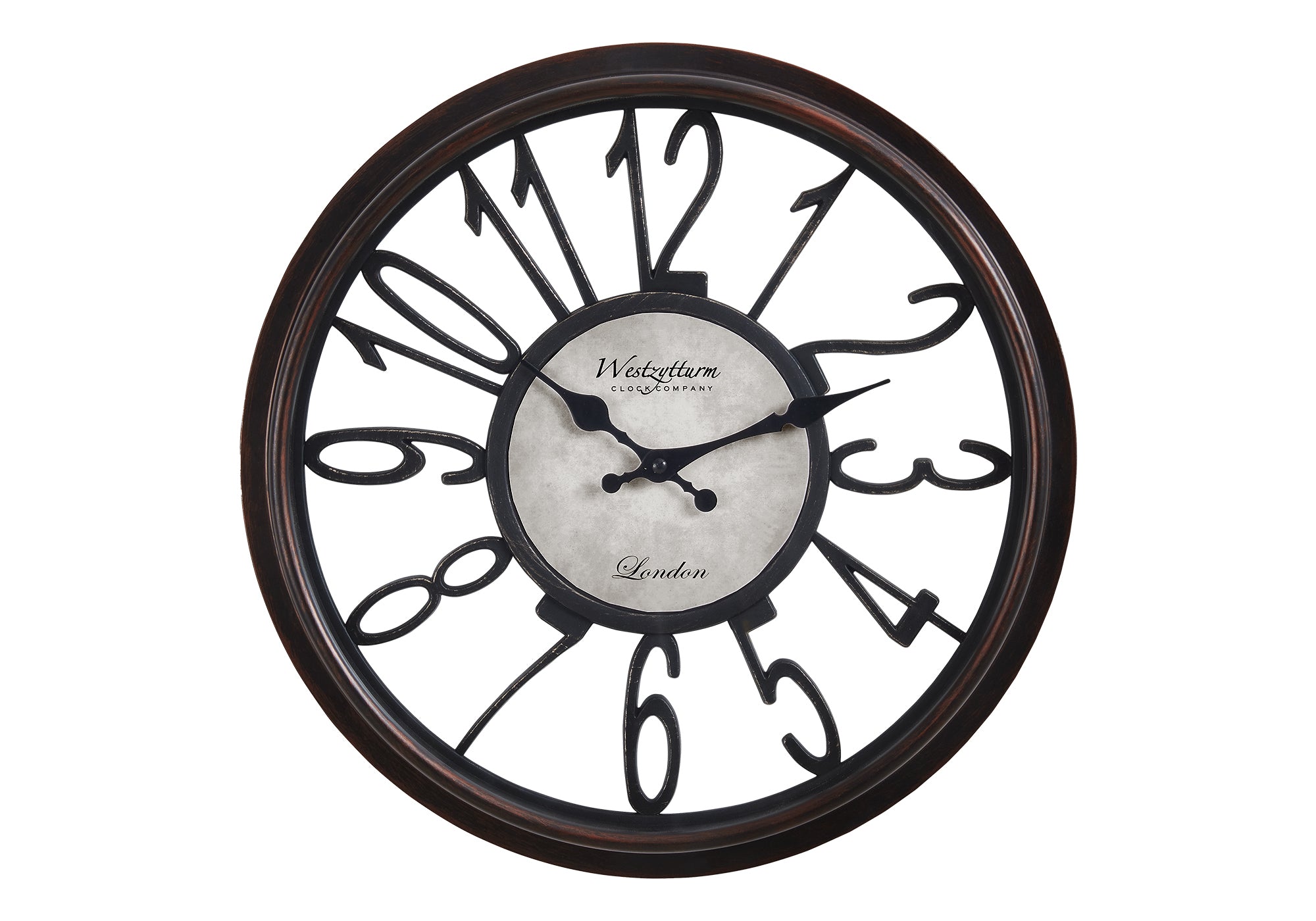 MN-599084    Clocks, 16" Round, Wall Clock, Antique Brown, Transitional