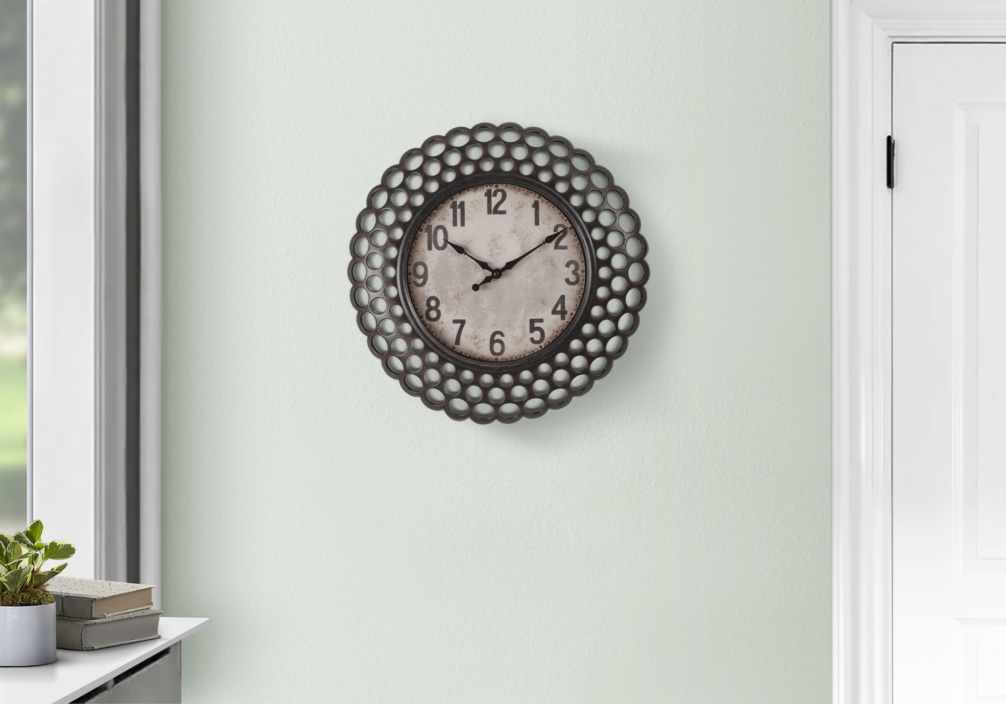 MN-629087    Clocks, 16" Round, Wall Clock, Dark Green, Transitional