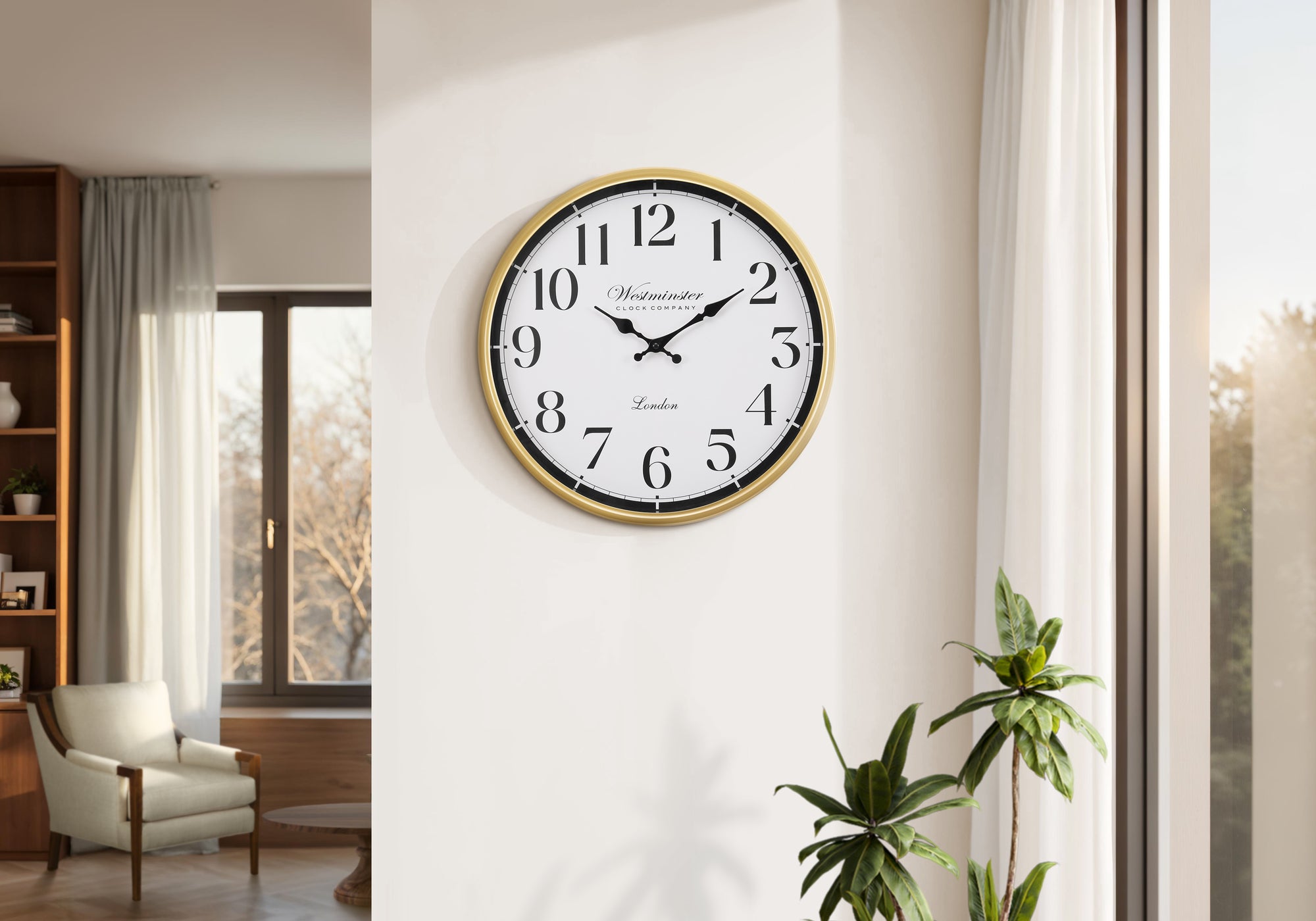 MN-Z369088    Clocks, 16" Round, Wall Clock, Gold Frame, Transitional